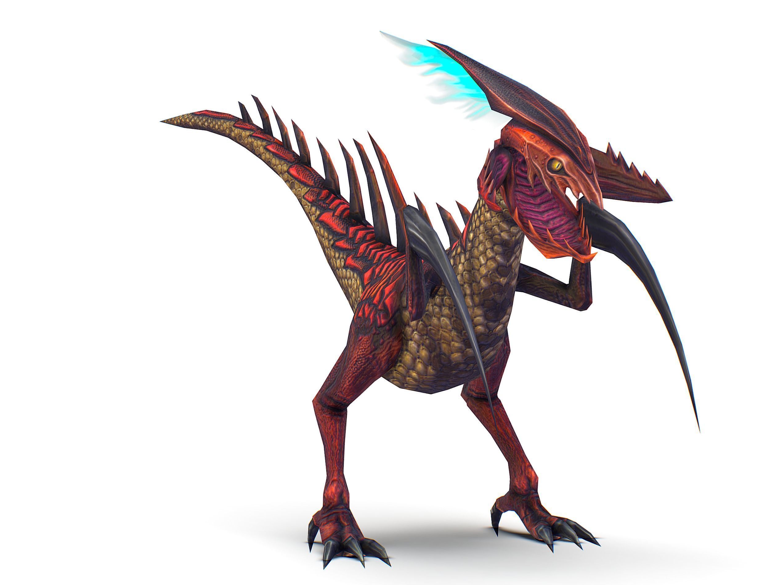 ow Poly Monster Red Alien Dino Low-poly 3D model_1