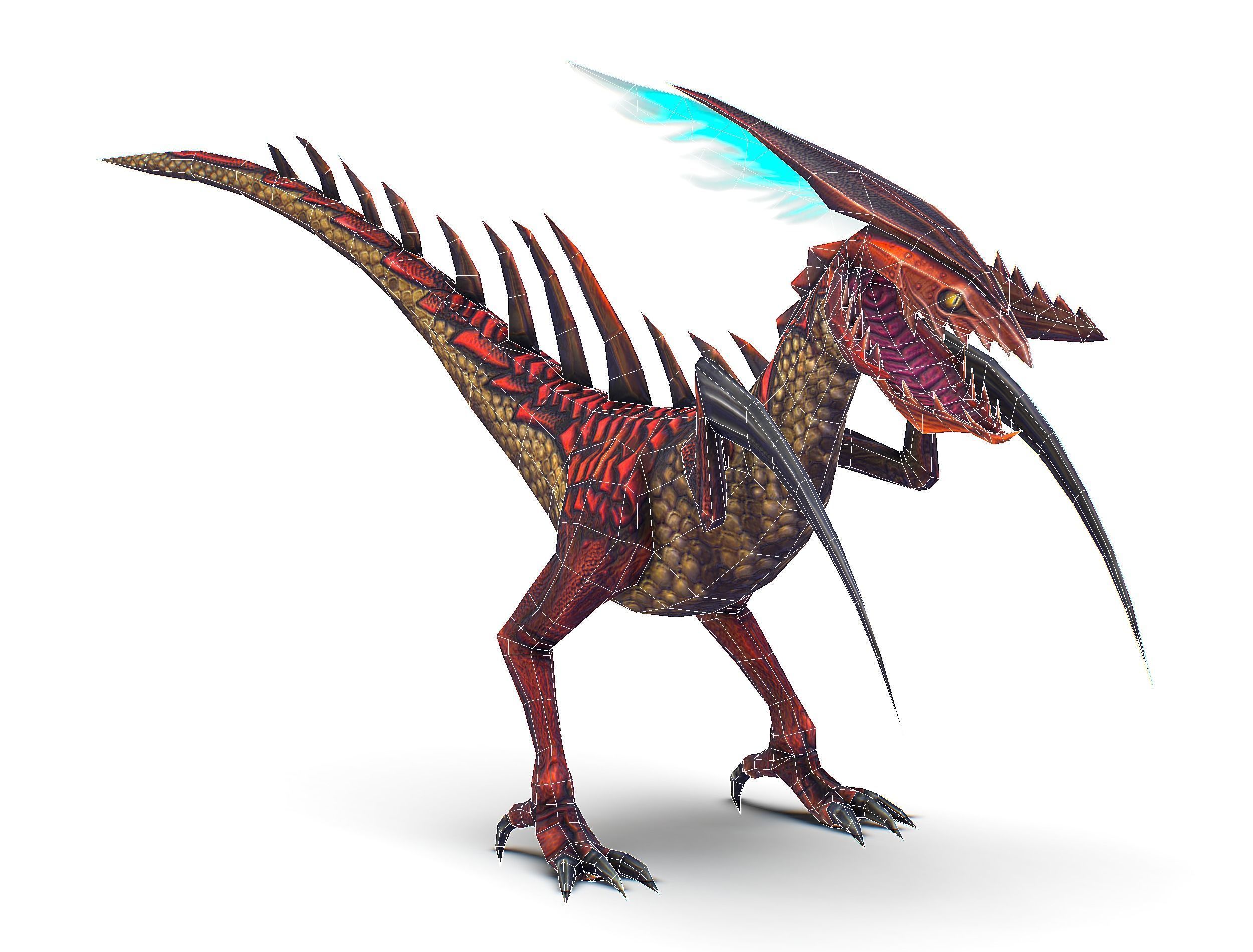 ow Poly Monster Red Alien Dino Low-poly 3D model_18