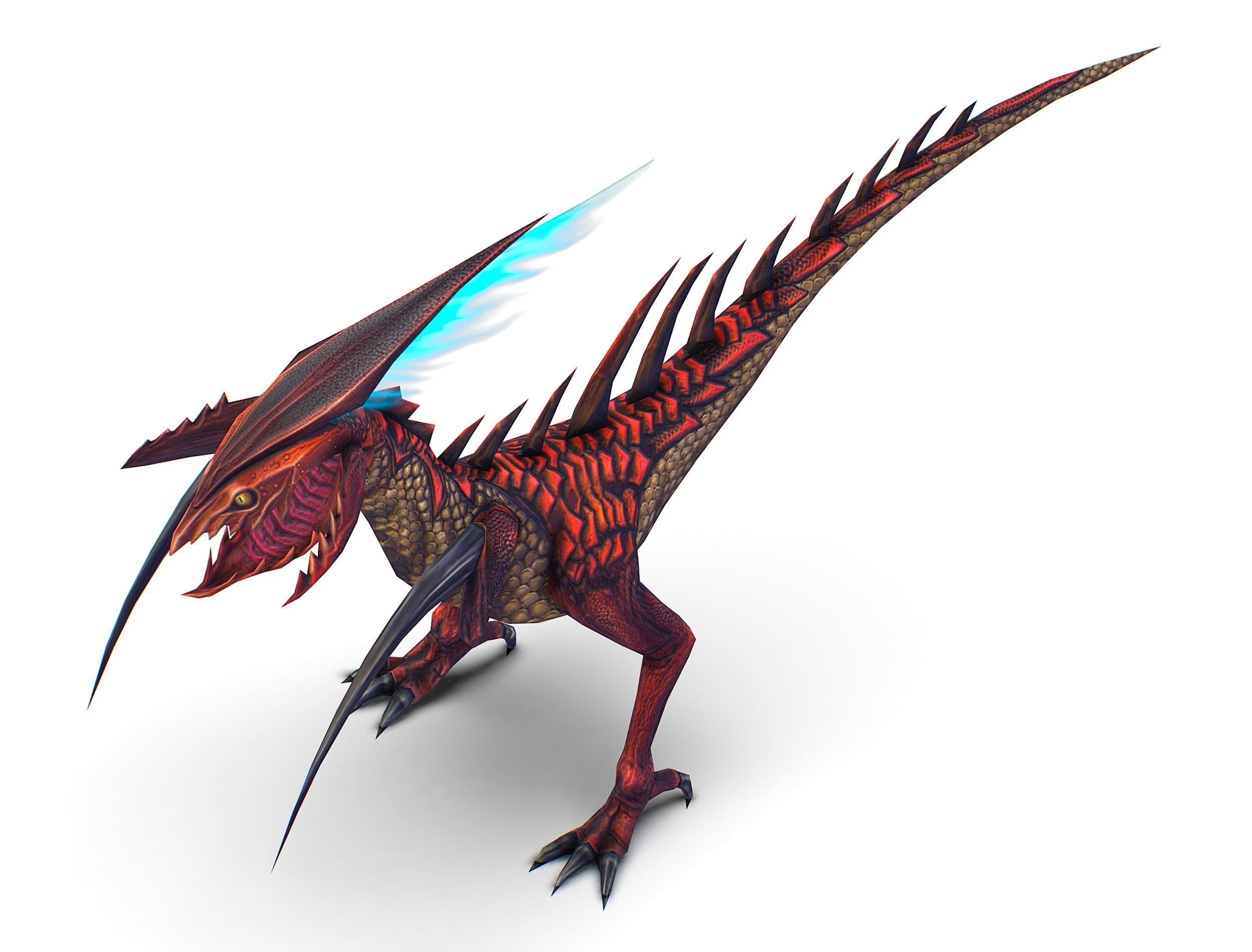 ow Poly Monster Red Alien Dino Low-poly 3D model_15