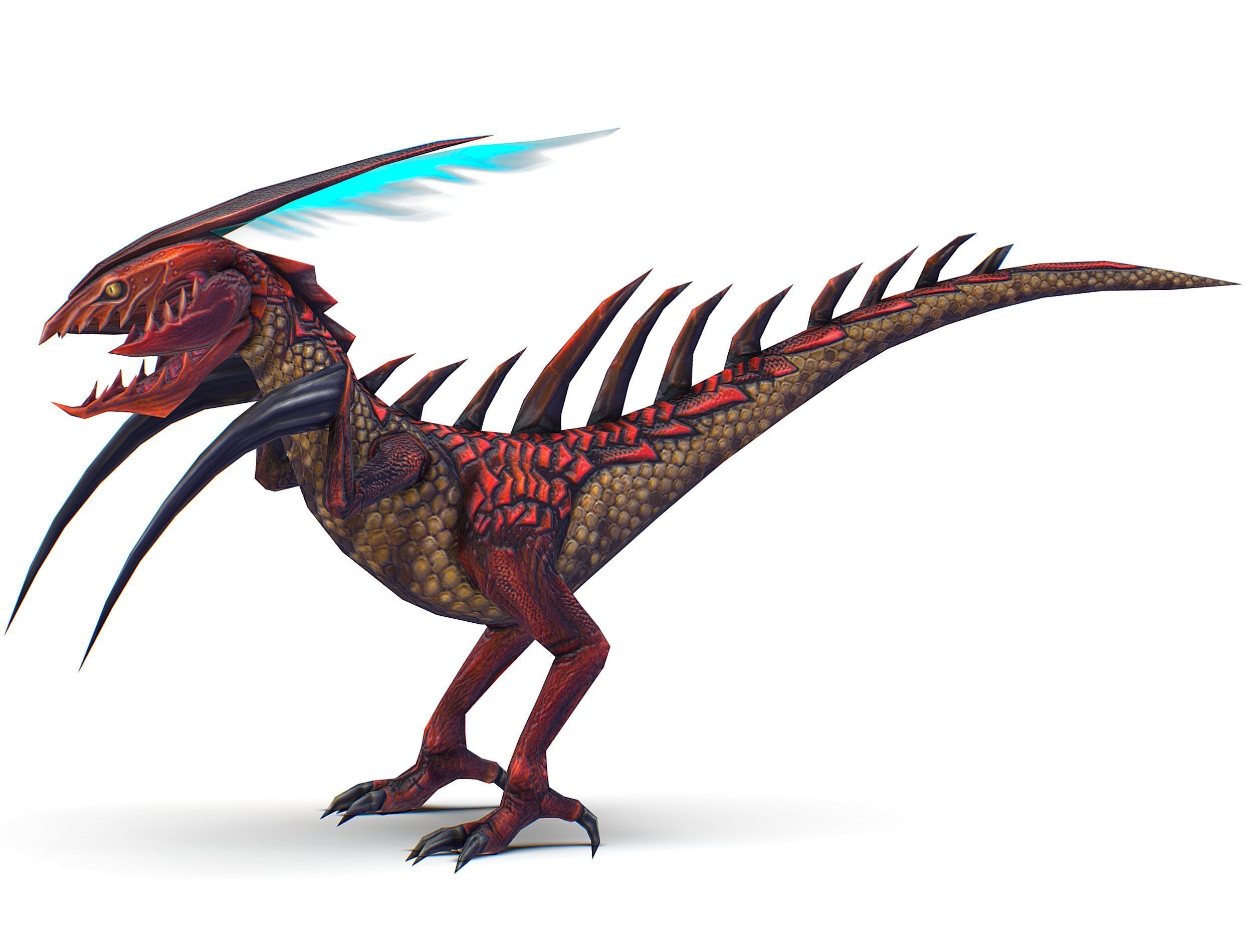 ow Poly Monster Red Alien Dino Low-poly 3D model_6