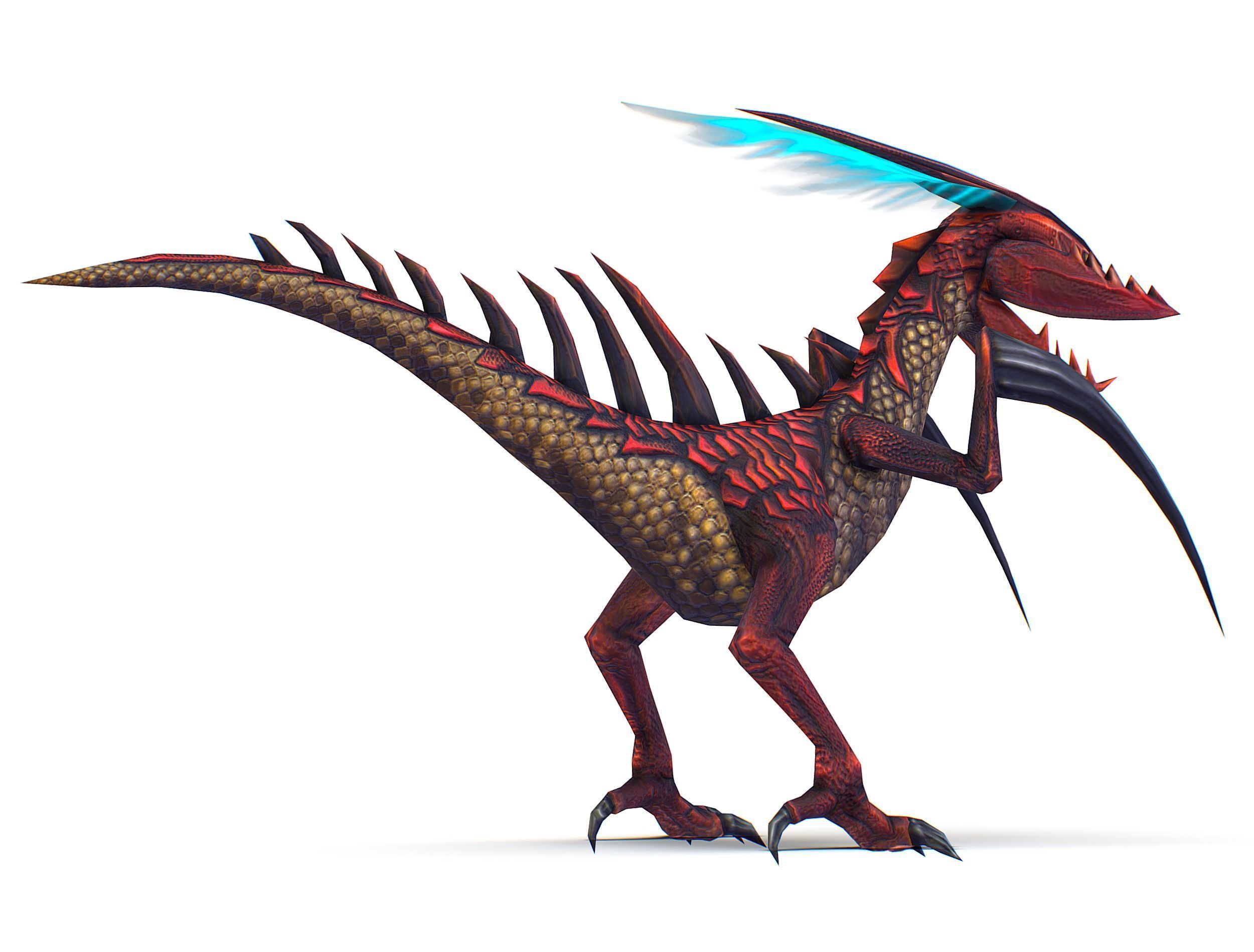 ow Poly Monster Red Alien Dino Low-poly 3D model_11