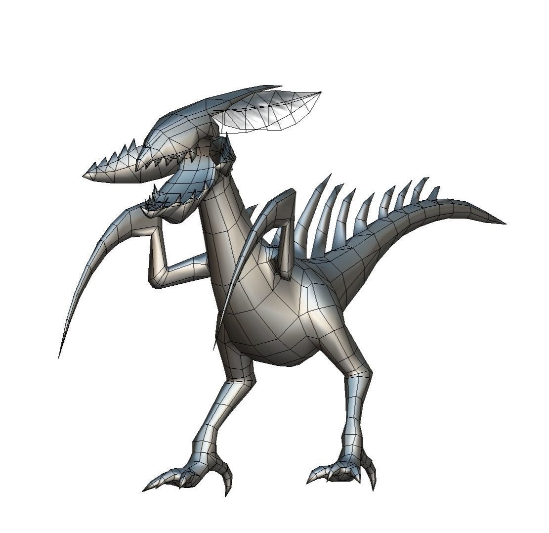 ow Poly Monster Red Alien Dino Low-poly 3D model_23