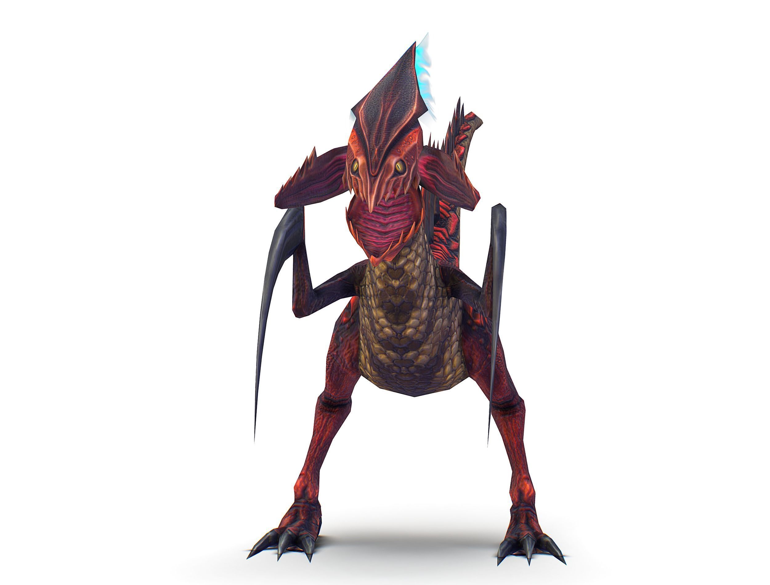 ow Poly Monster Red Alien Dino Low-poly 3D model_3