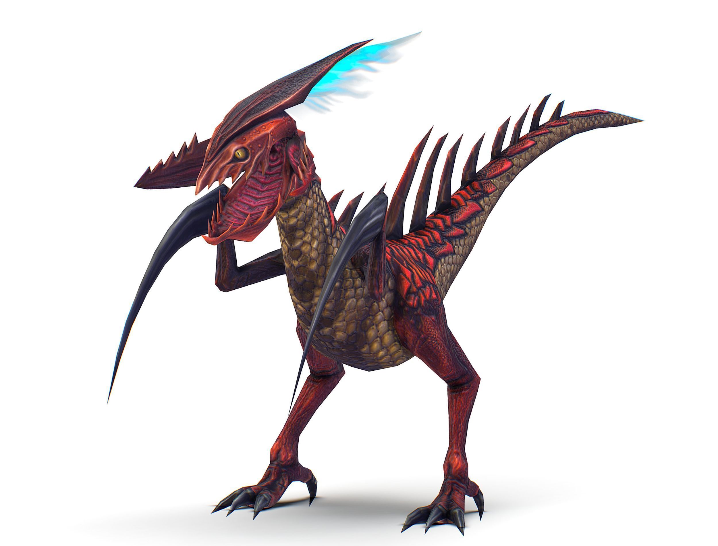 ow Poly Monster Red Alien Dino Low-poly 3D model_4