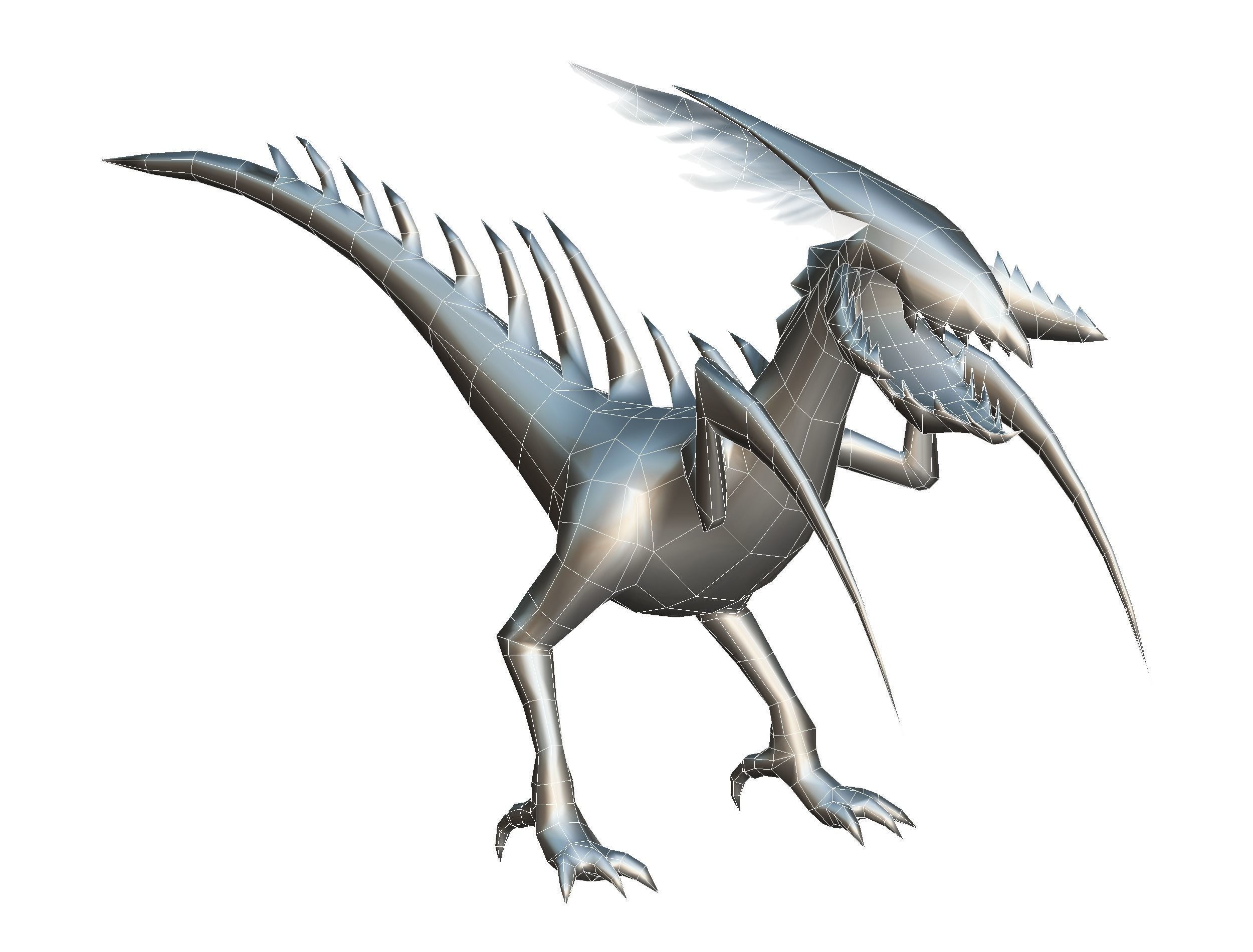 ow Poly Monster Red Alien Dino Low-poly 3D model_19