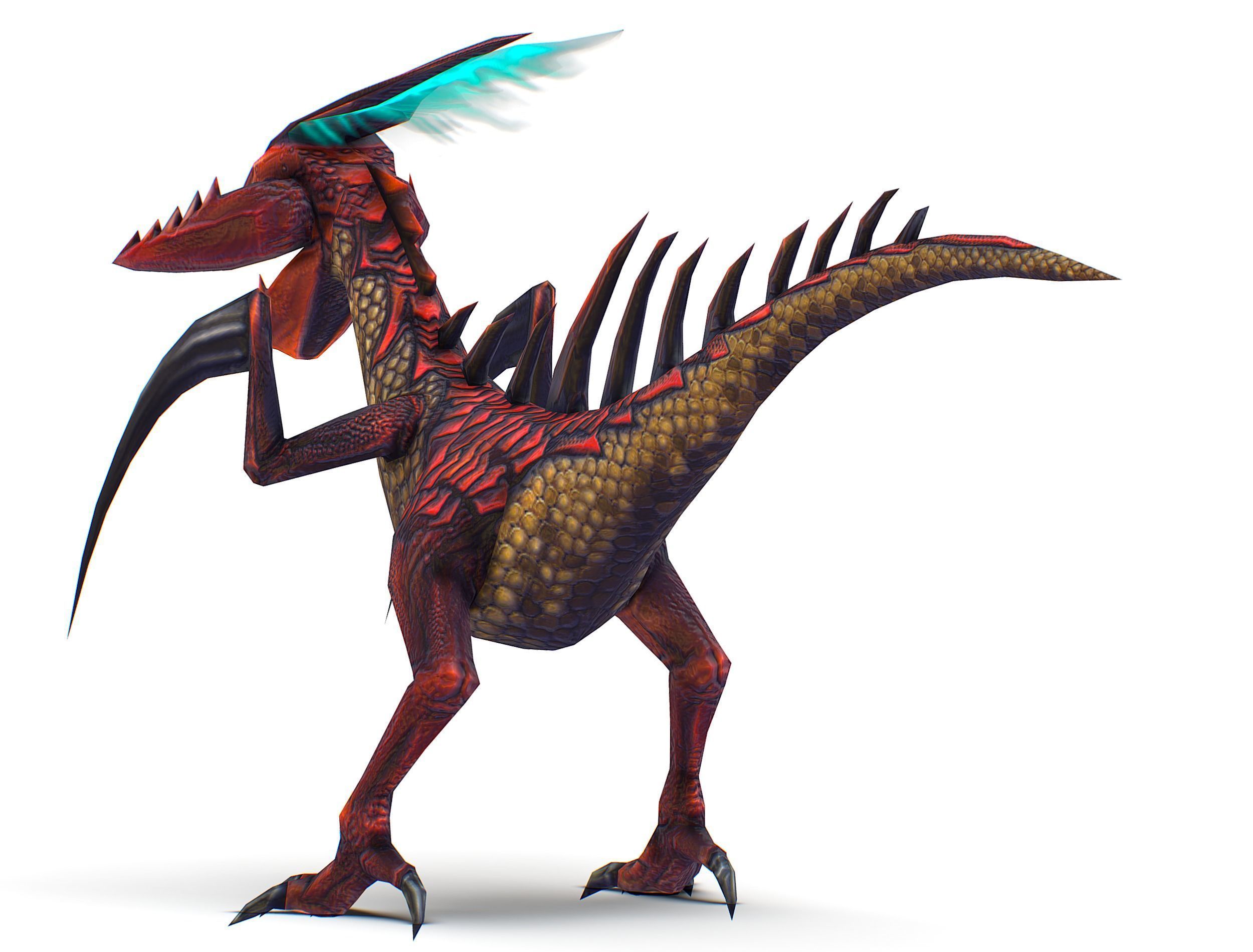 ow Poly Monster Red Alien Dino Low-poly 3D model_8