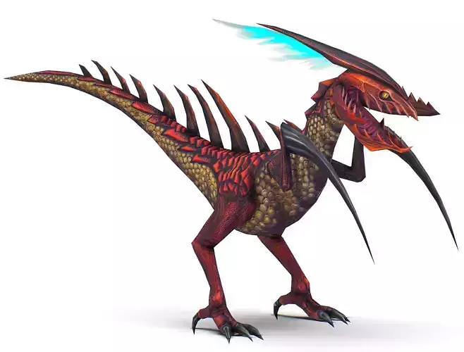 ow Poly Monster Red Alien Dino