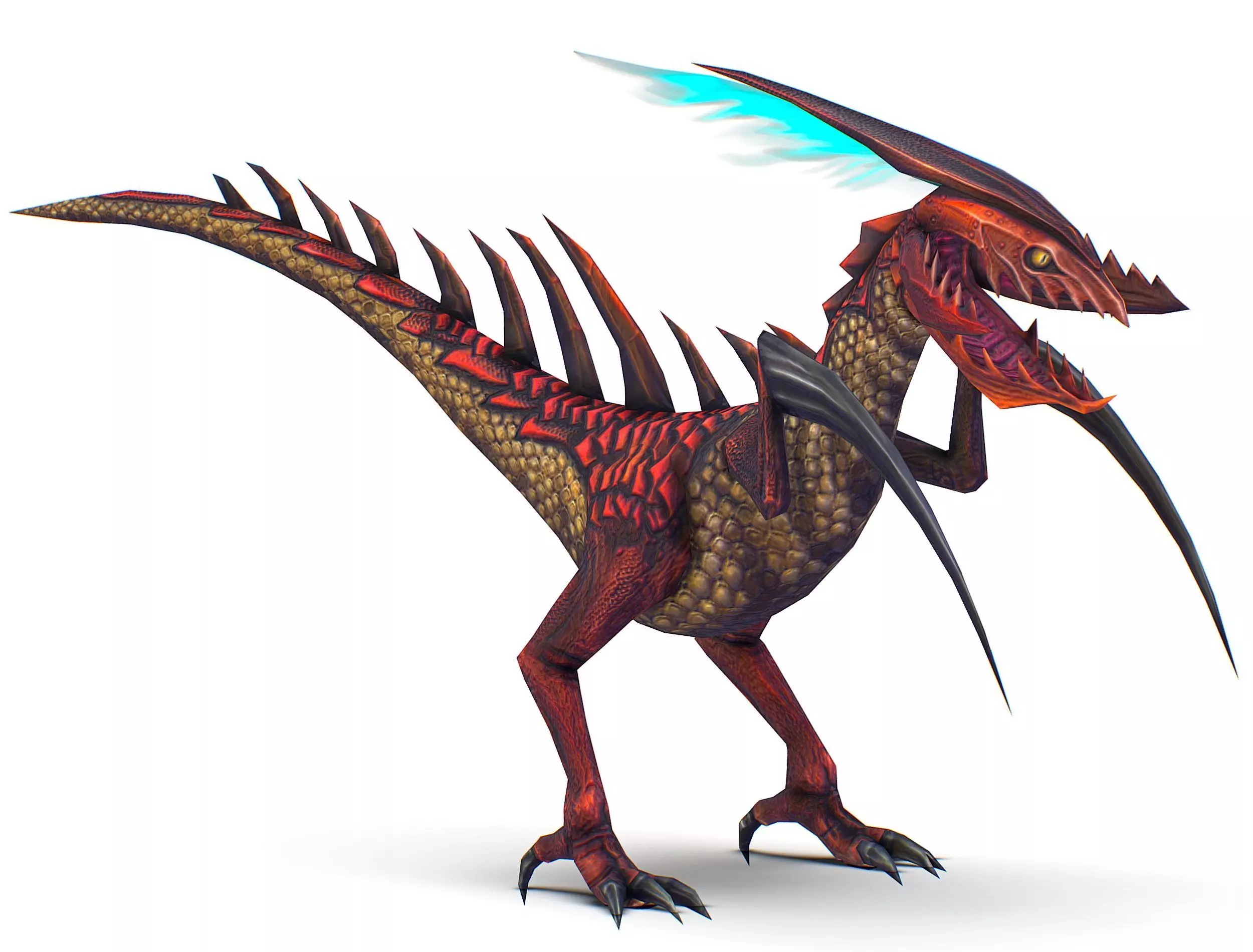 ow Poly Monster Red Alien Dino Low-poly 3D model_0