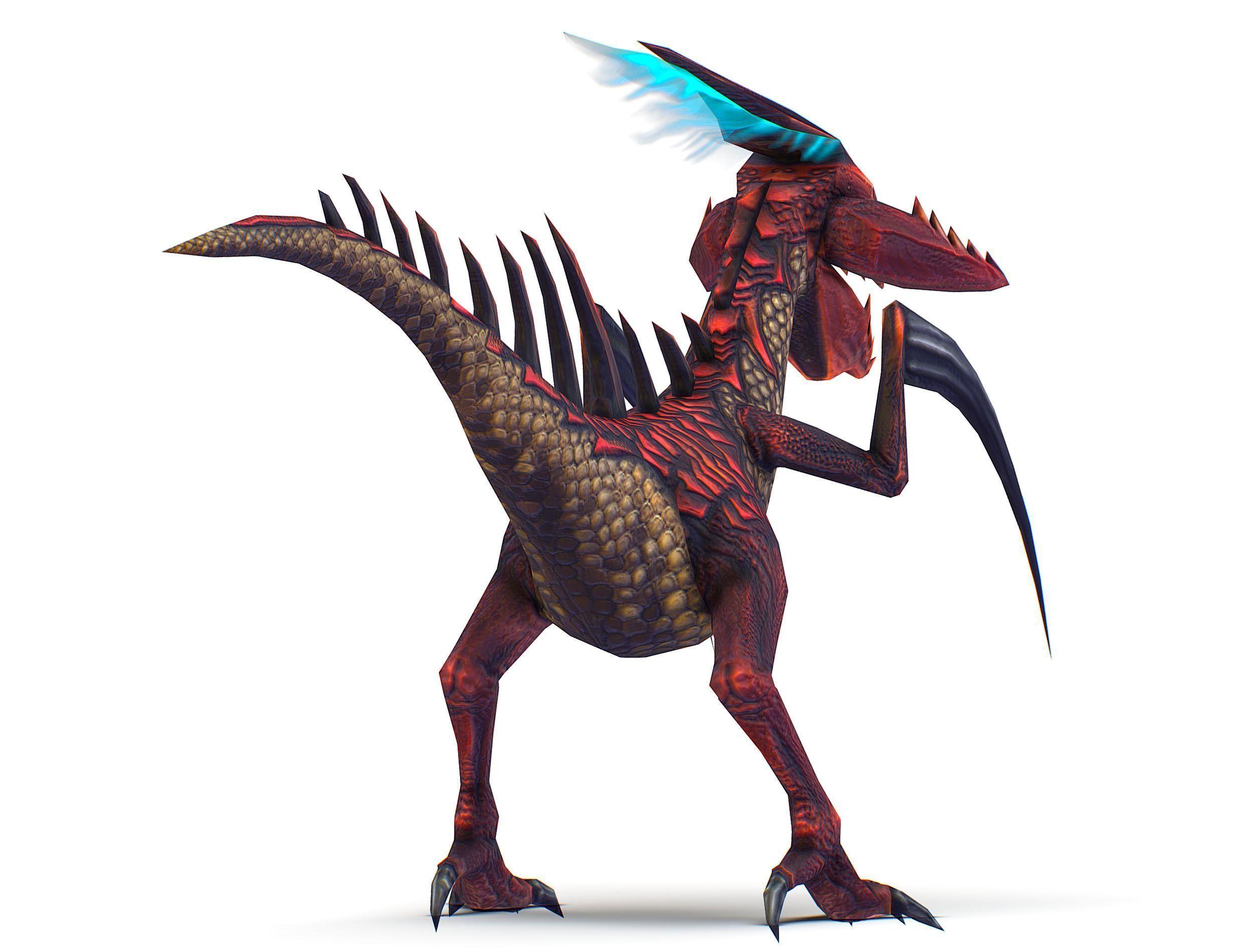 ow Poly Monster Red Alien Dino Low-poly 3D model_10