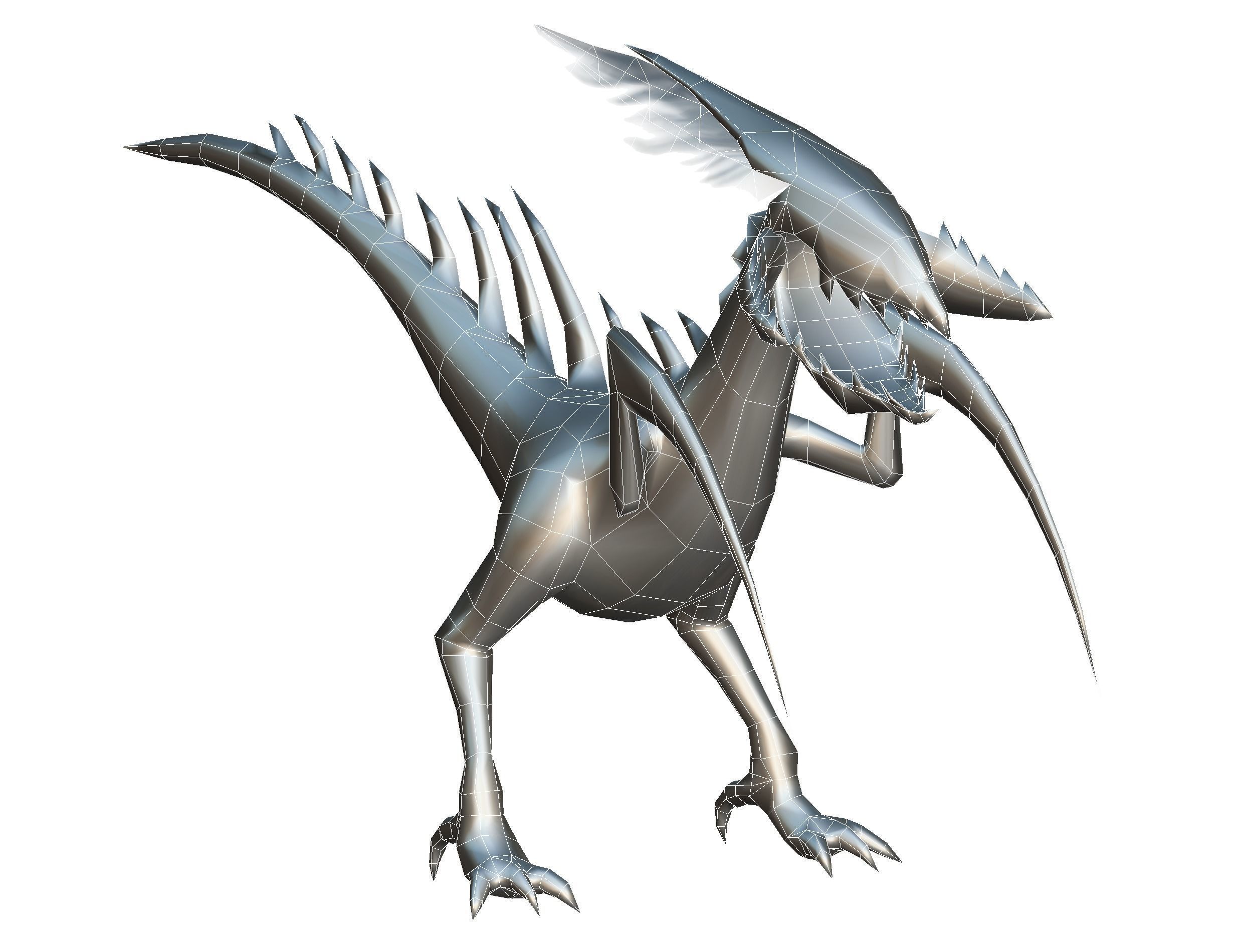 Low Poly Monster Black Alien Dino Low-poly 3D model_19