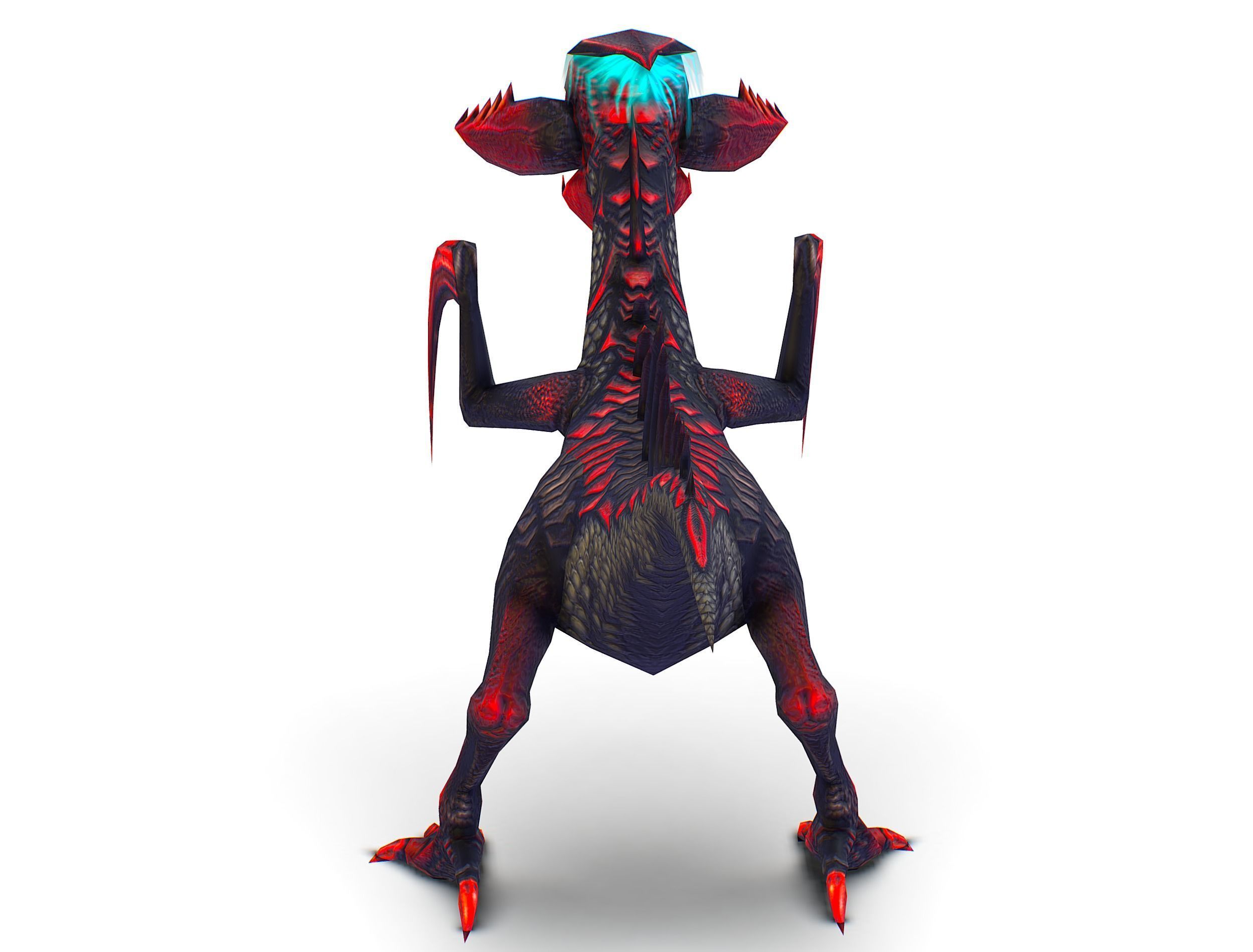 Low Poly Monster Black Alien Dino Low-poly 3D model_8