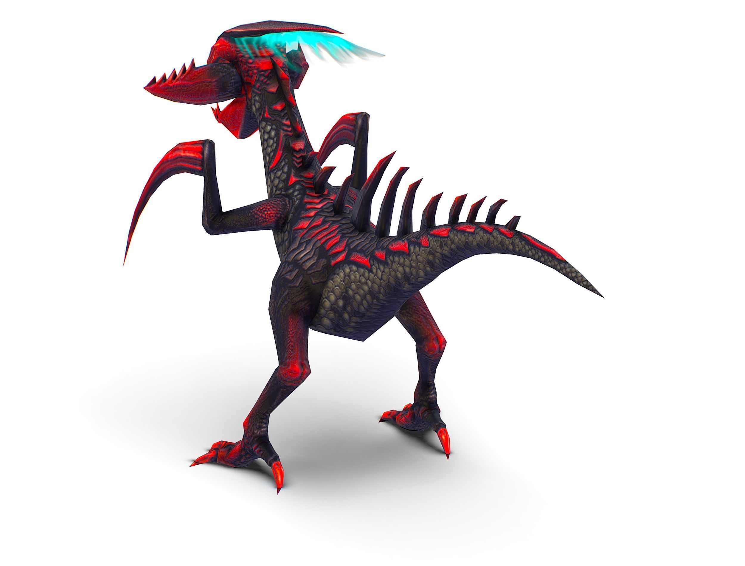 Low Poly Monster Black Alien Dino Low-poly 3D model_7