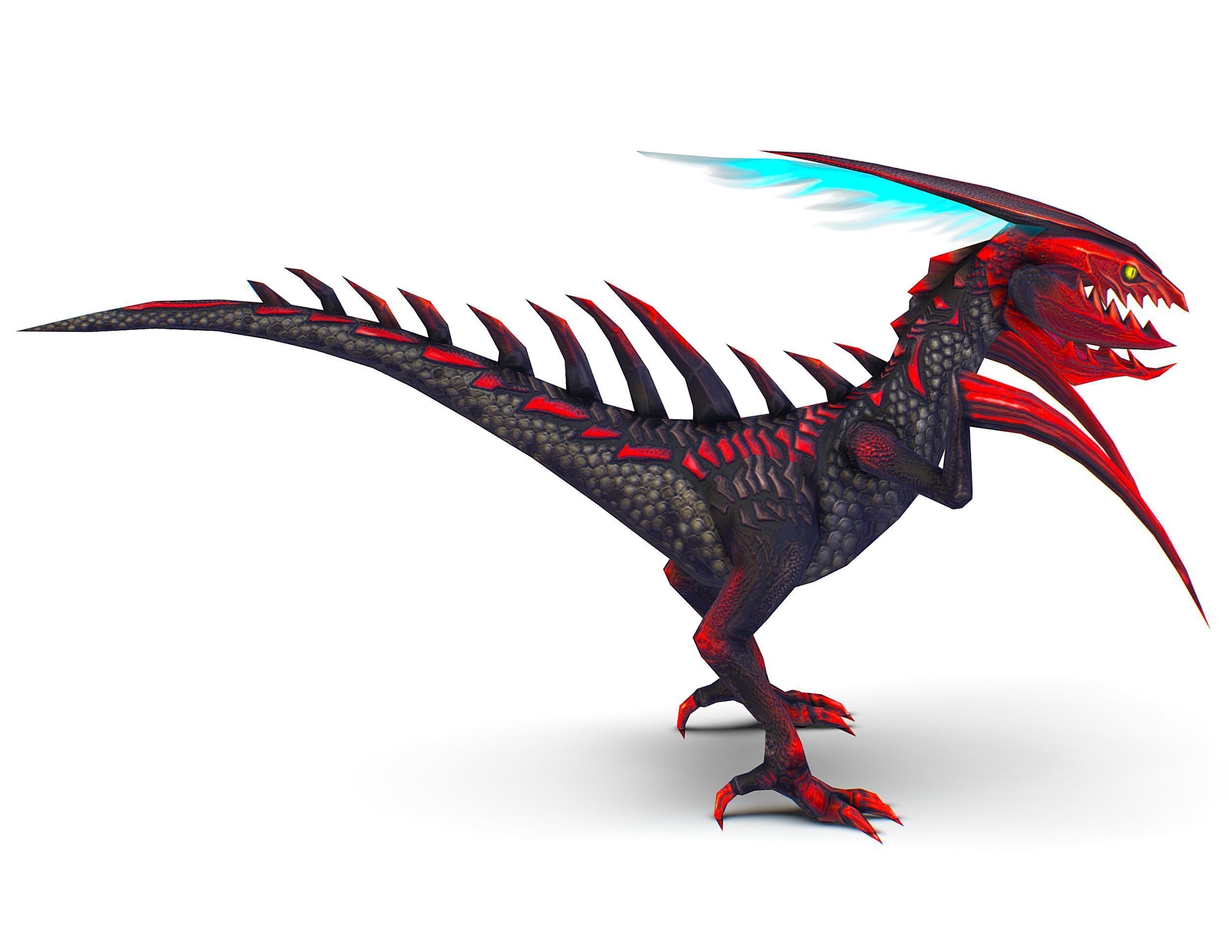 Low Poly Monster Black Alien Dino Low-poly 3D model_11