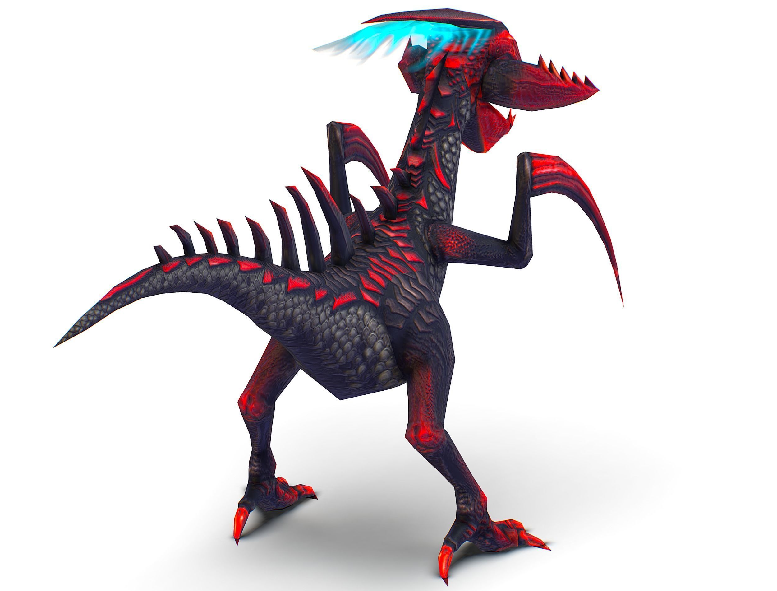 Low Poly Monster Black Alien Dino Low-poly 3D model_9