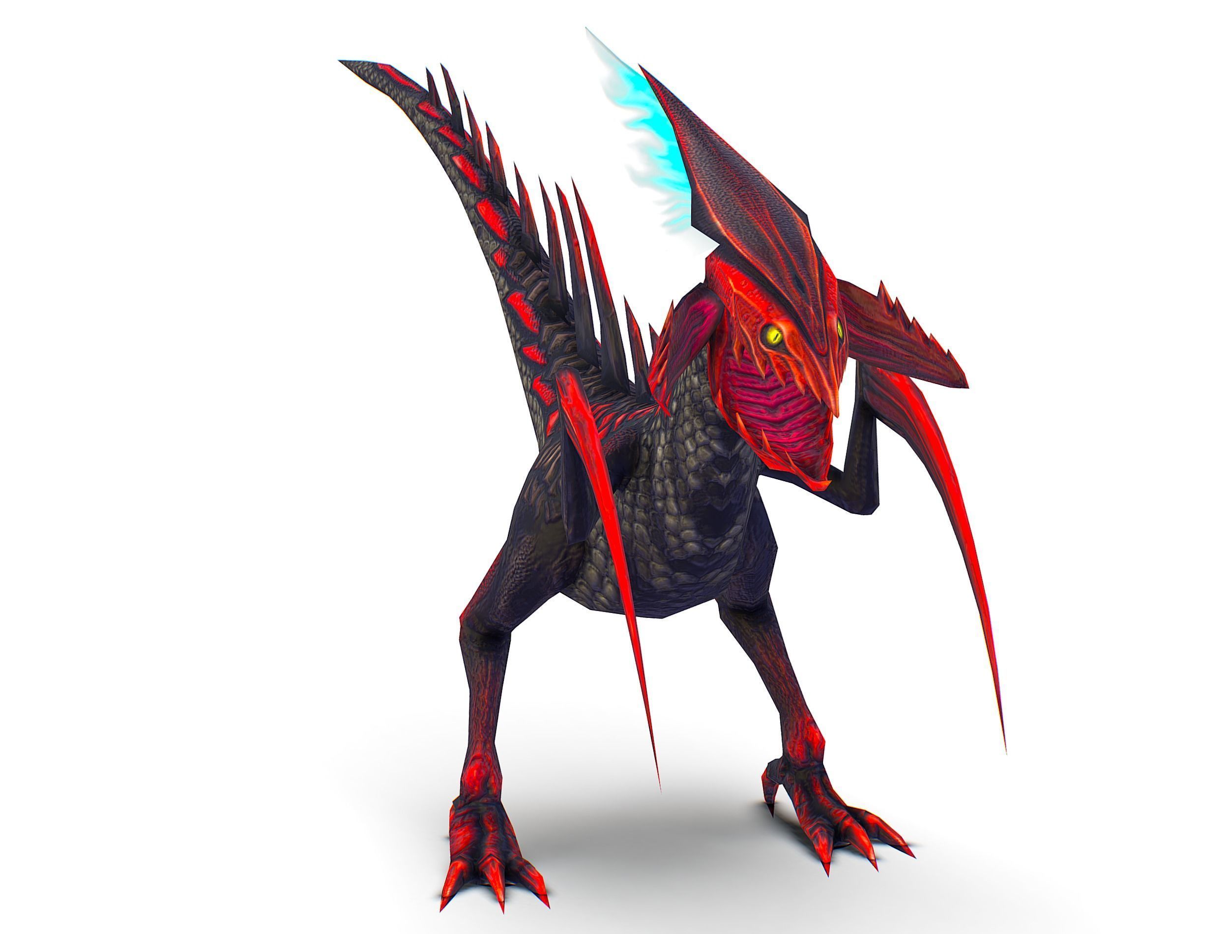 Low Poly Monster Black Alien Dino Low-poly 3D model_1