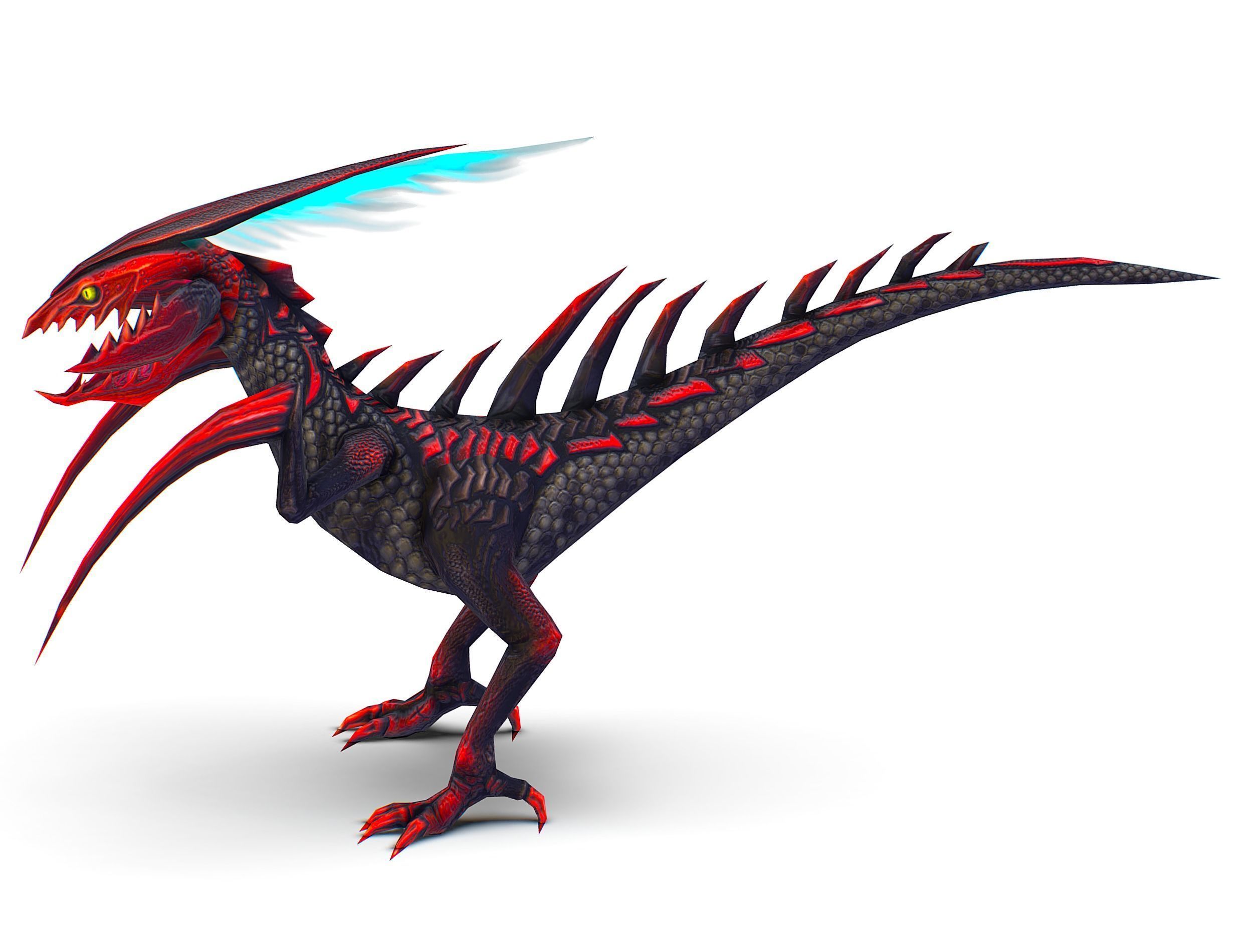 Low Poly Monster Black Alien Dino Low-poly 3D model_5