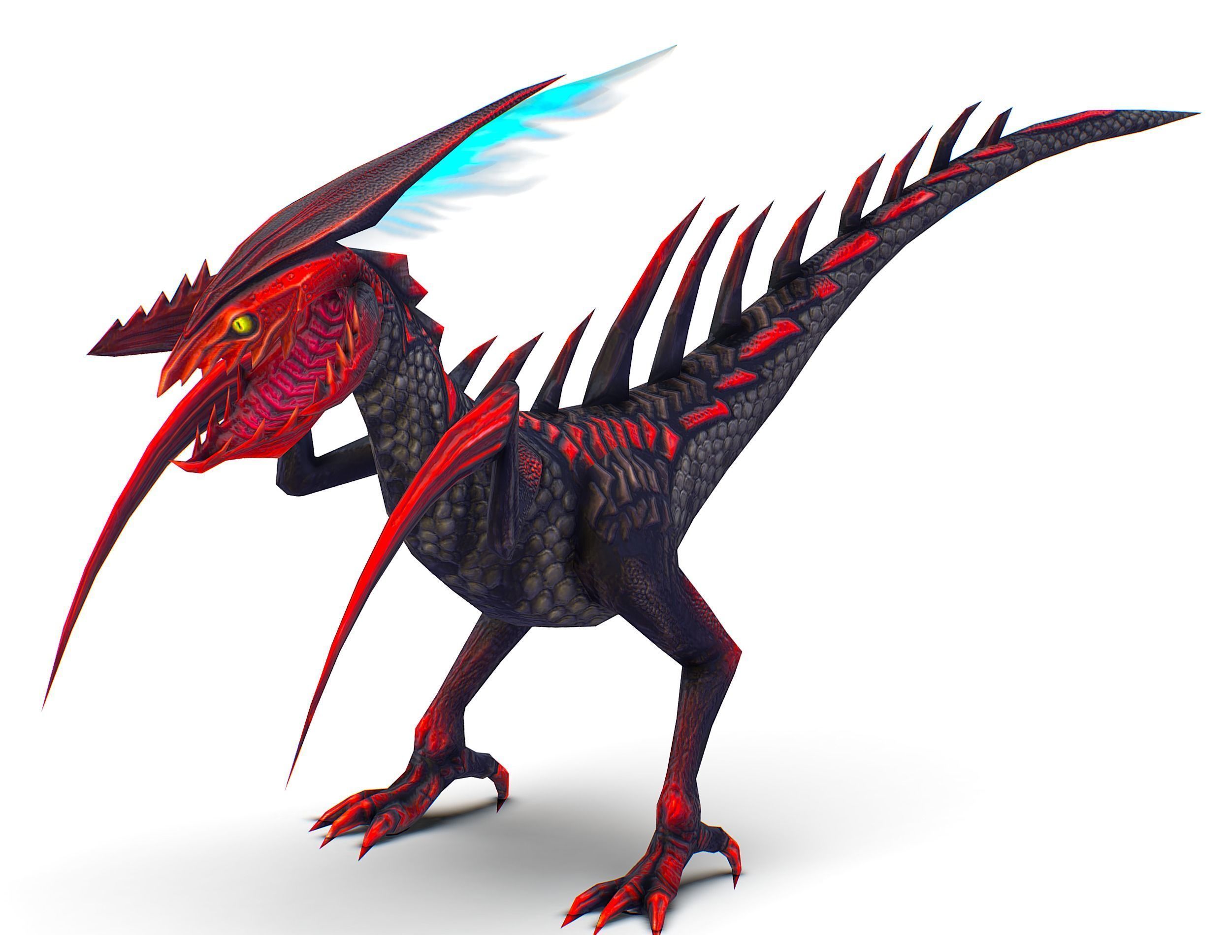 Low Poly Monster Black Alien Dino Low-poly 3D model_4