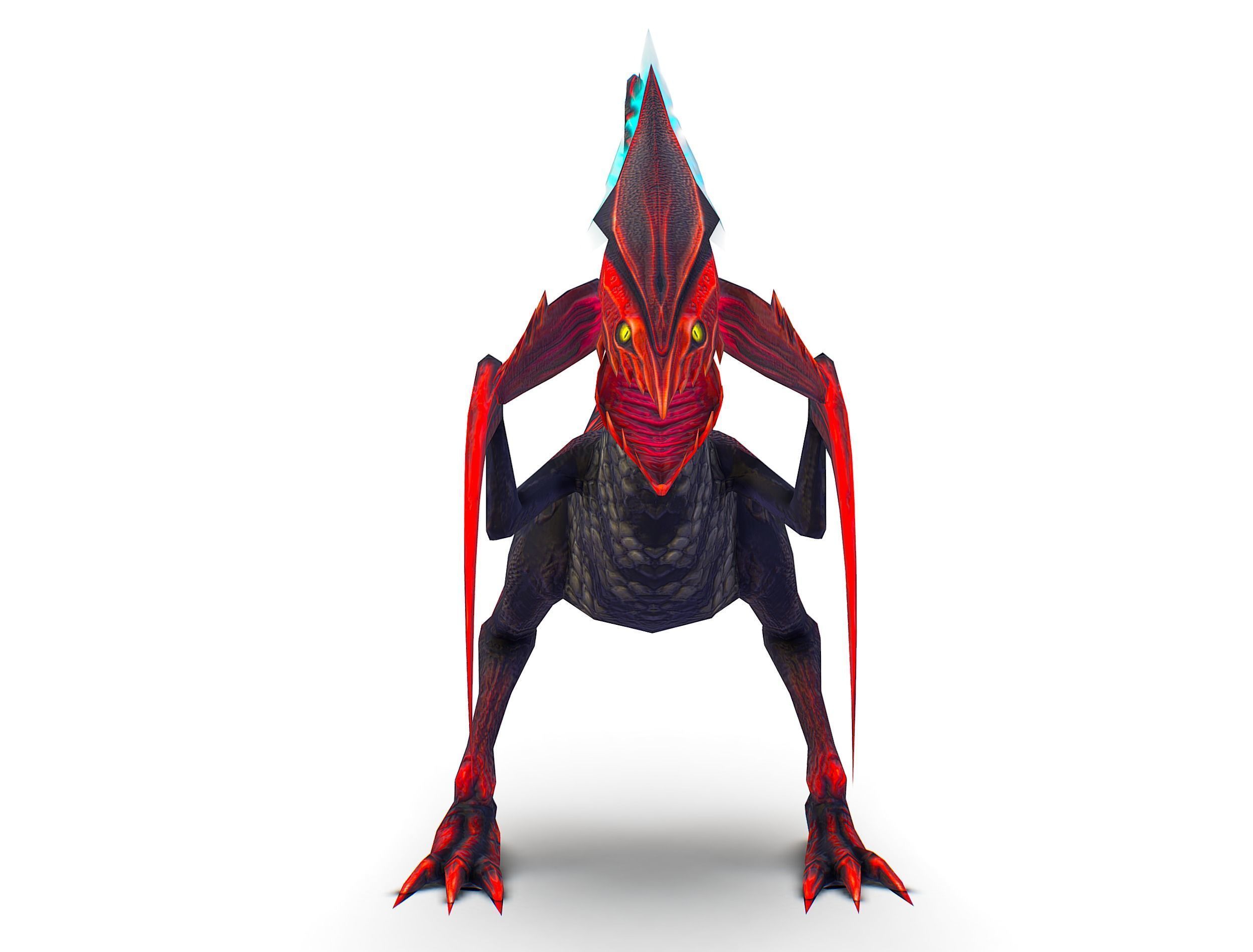 Low Poly Monster Black Alien Dino Low-poly 3D model_2