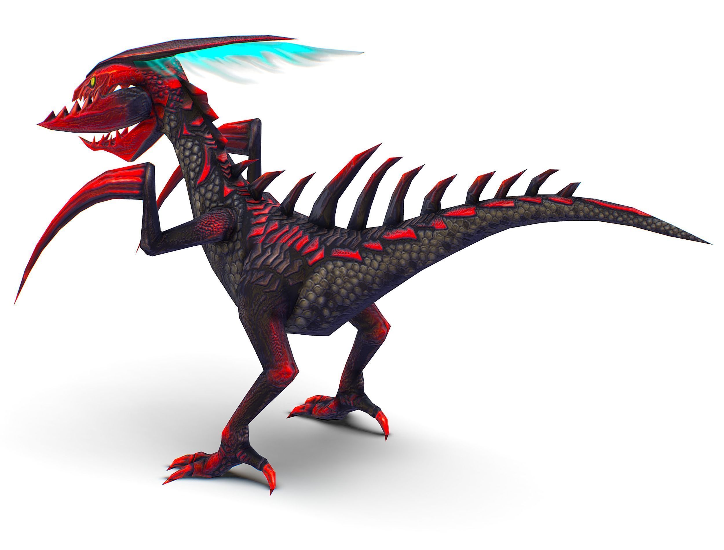 Low Poly Monster Black Alien Dino Low-poly 3D model_6