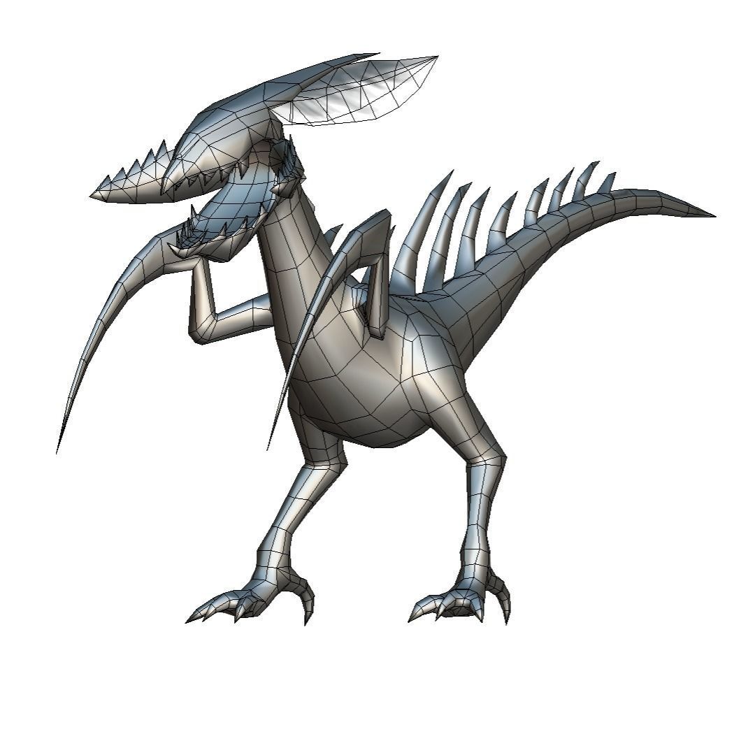 Low Poly Monster Black Alien Dino Low-poly 3D model_23