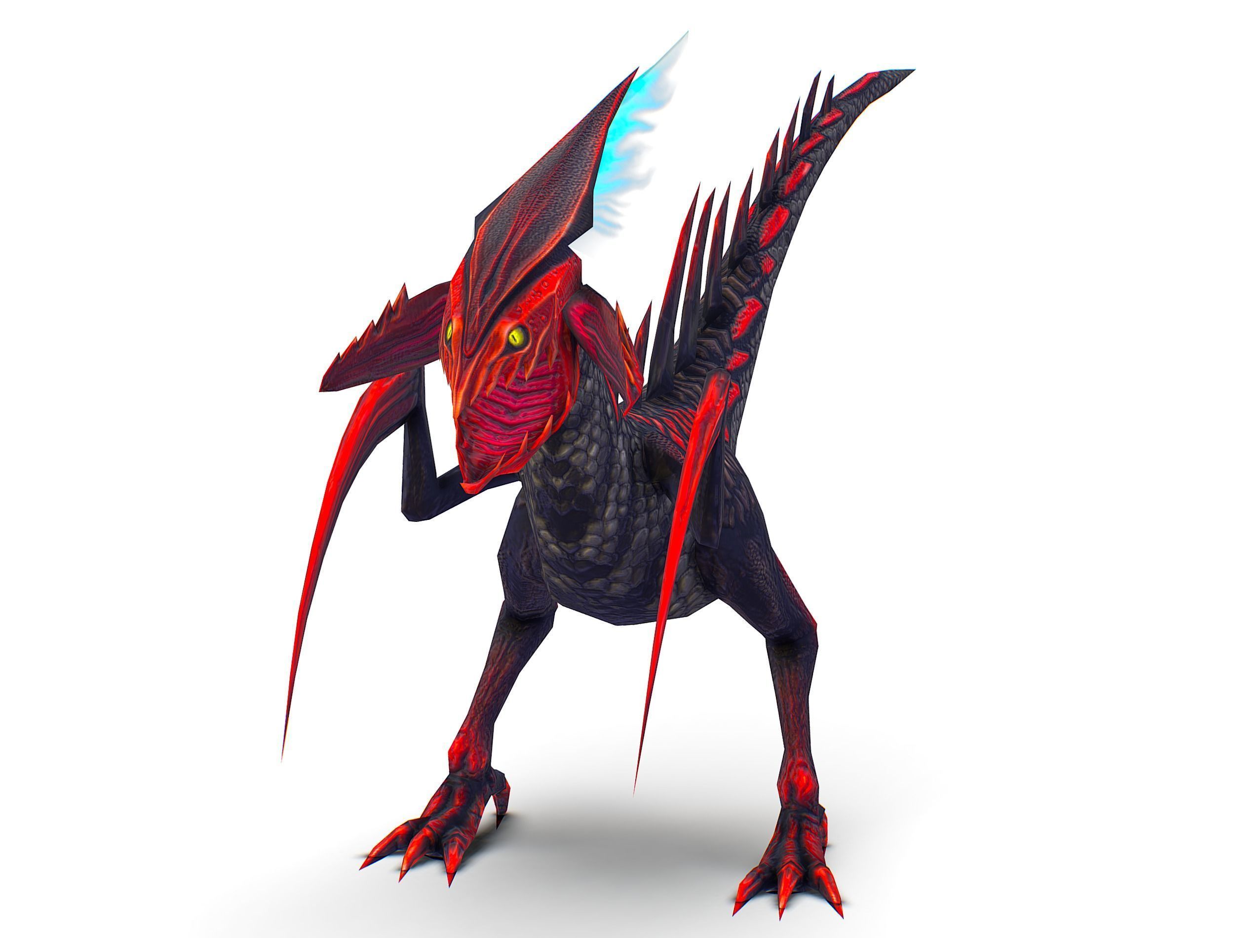 Low Poly Monster Black Alien Dino Low-poly 3D model_3