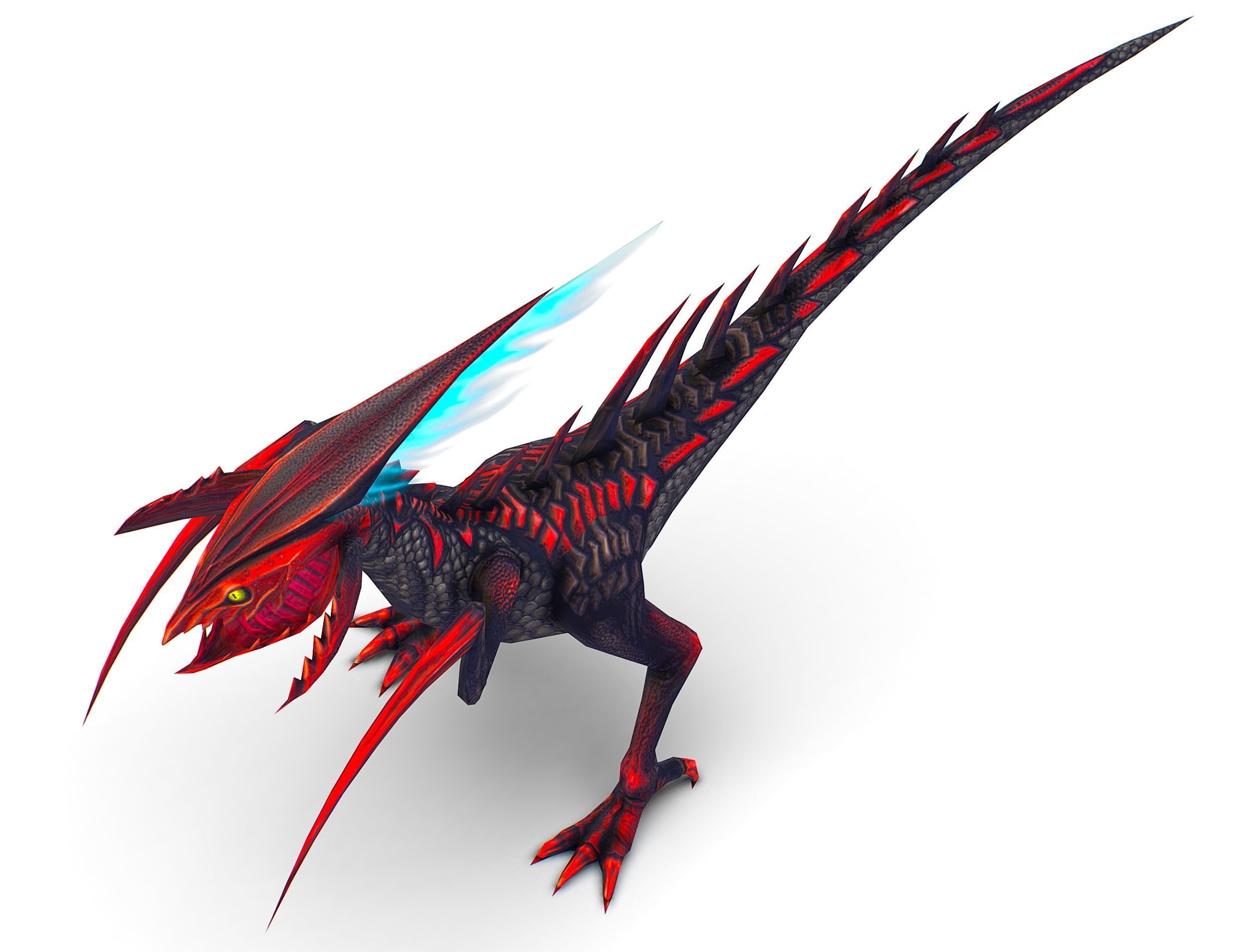 Low Poly Monster Black Alien Dino Low-poly 3D model_14