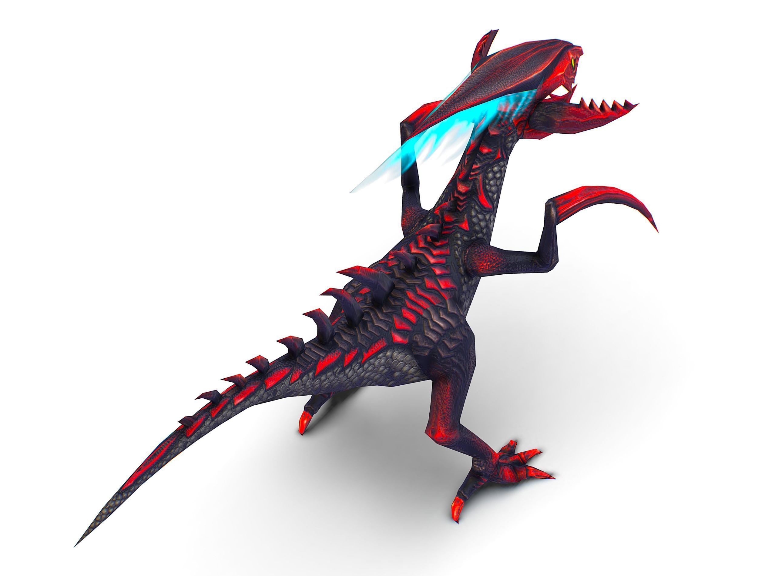 Low Poly Monster Black Alien Dino Low-poly 3D model_16