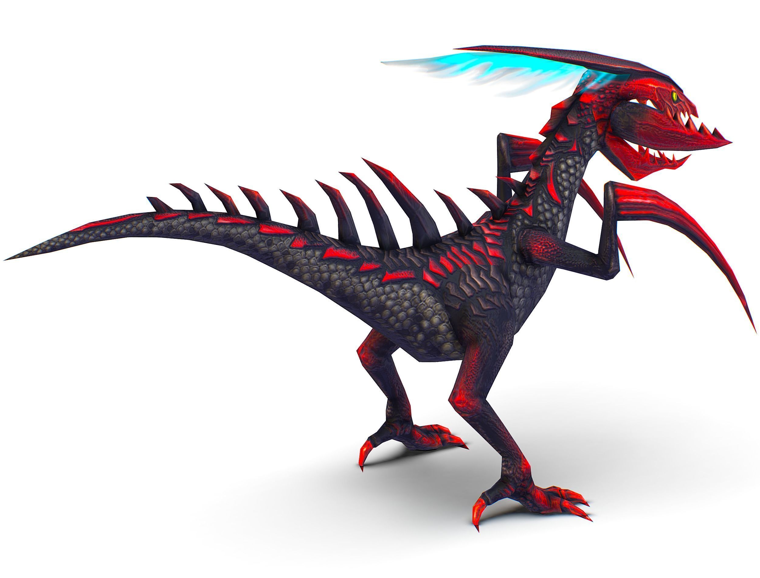 Low Poly Monster Black Alien Dino Low-poly 3D model_10