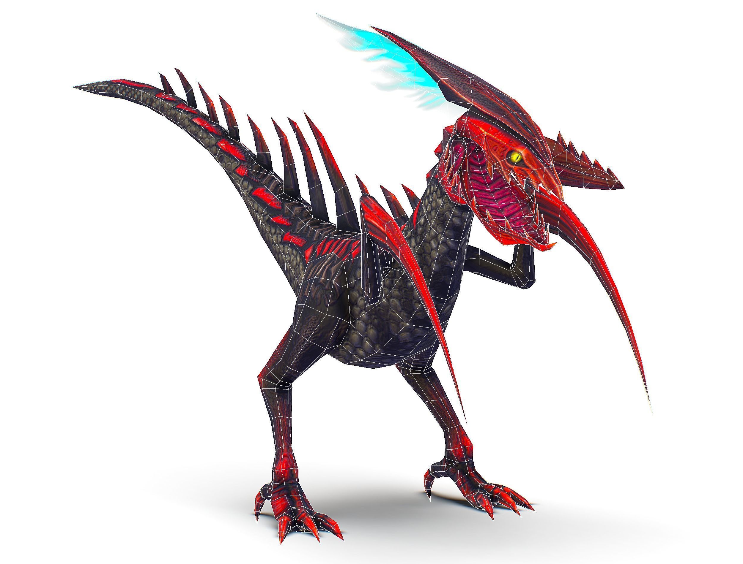 Low Poly Monster Black Alien Dino Low-poly 3D model_18