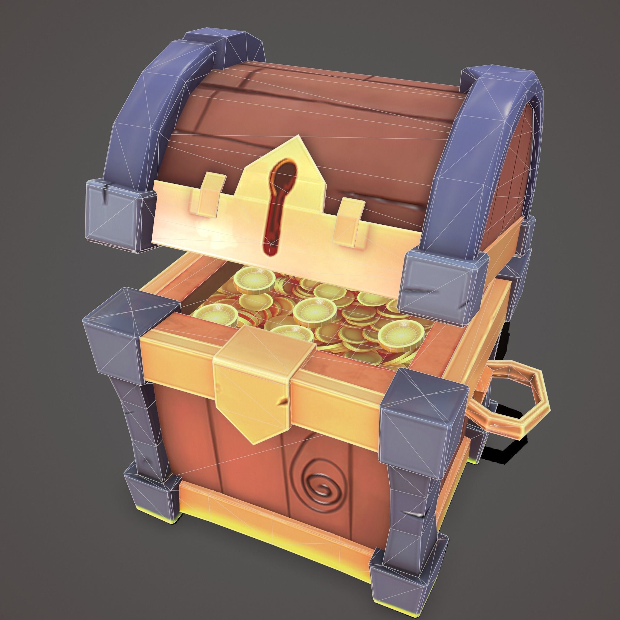 Stylized chest Low-poly 3D model_7