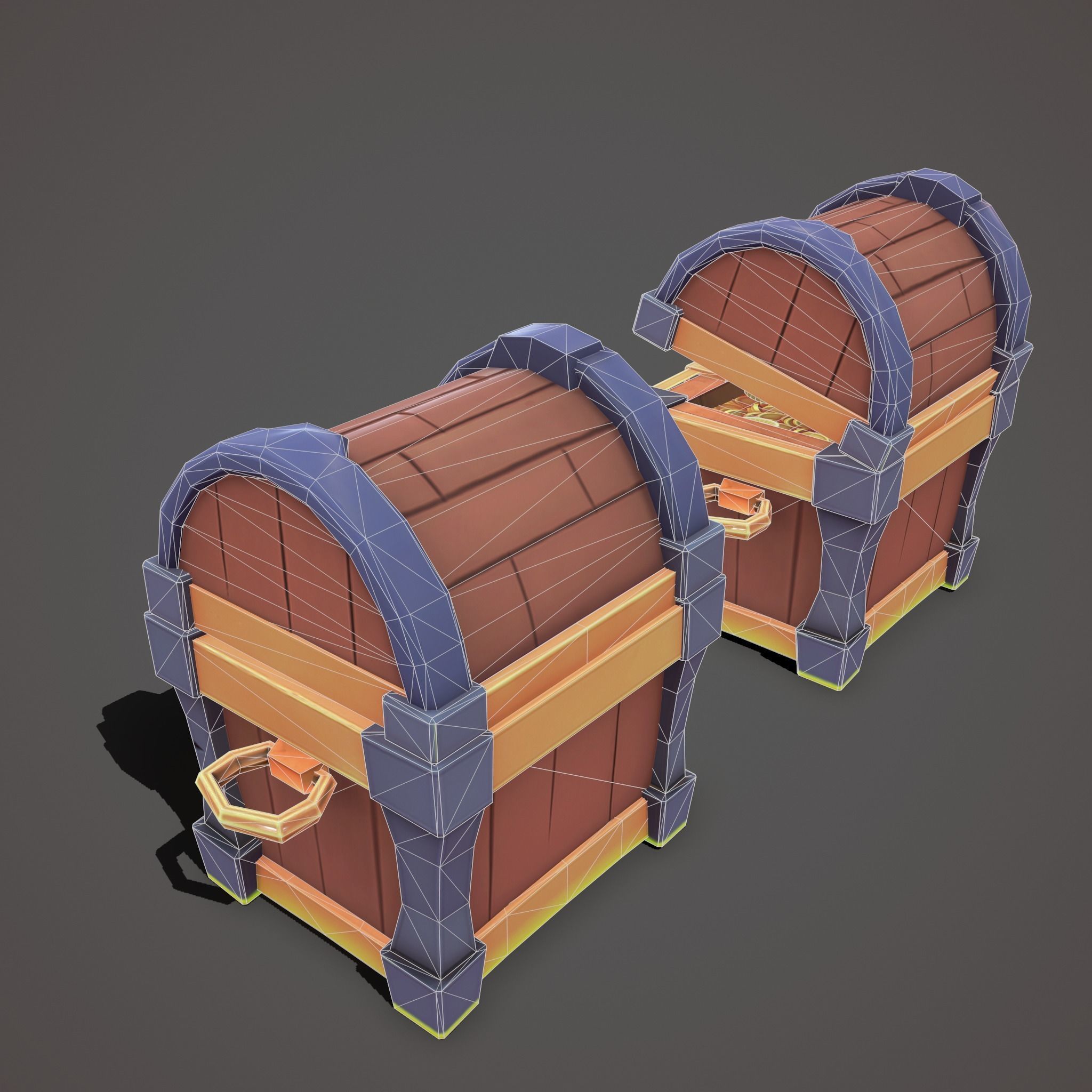 Stylized chest Low-poly 3D model_10