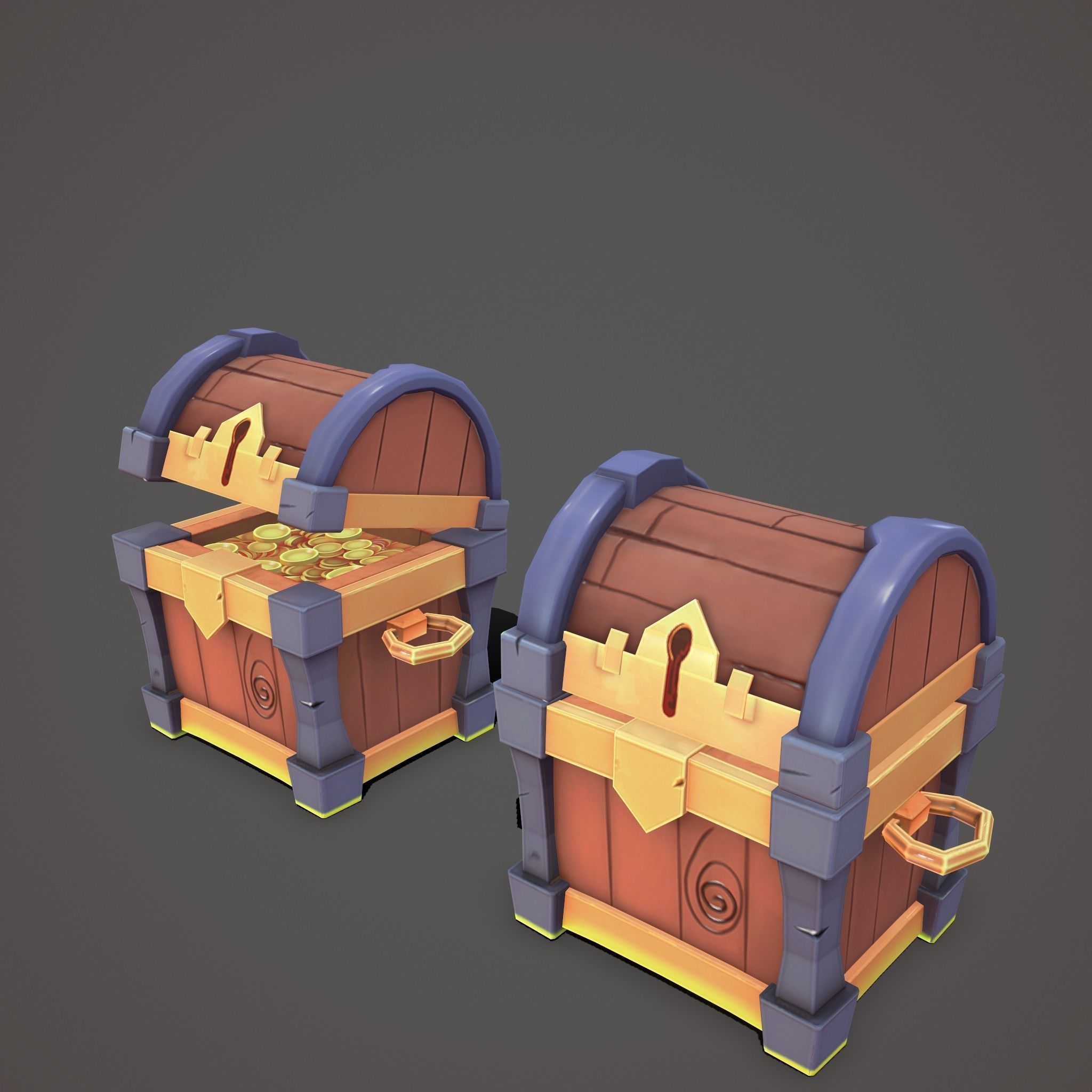 Stylized chest Low-poly 3D model_3