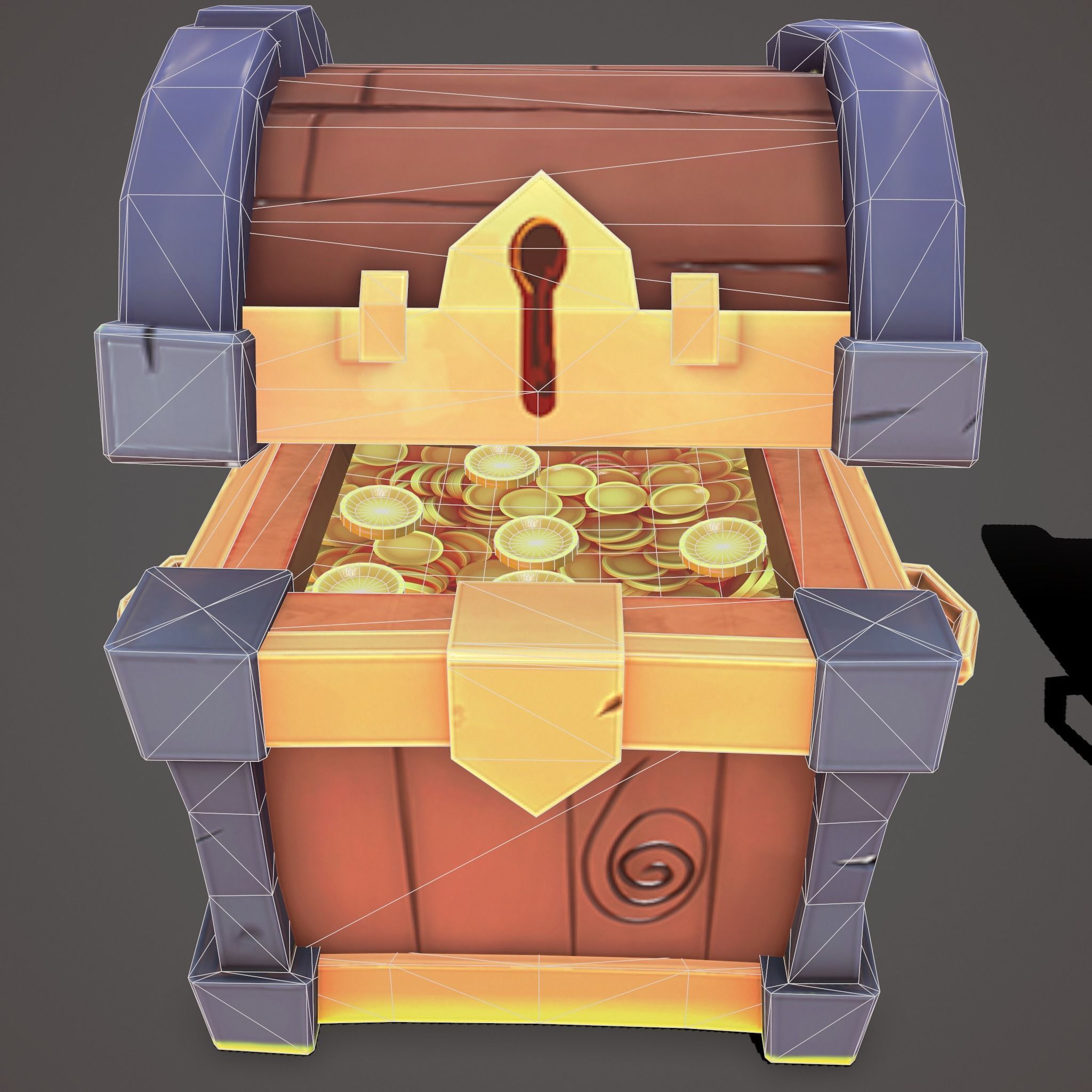Stylized chest Low-poly 3D model_12