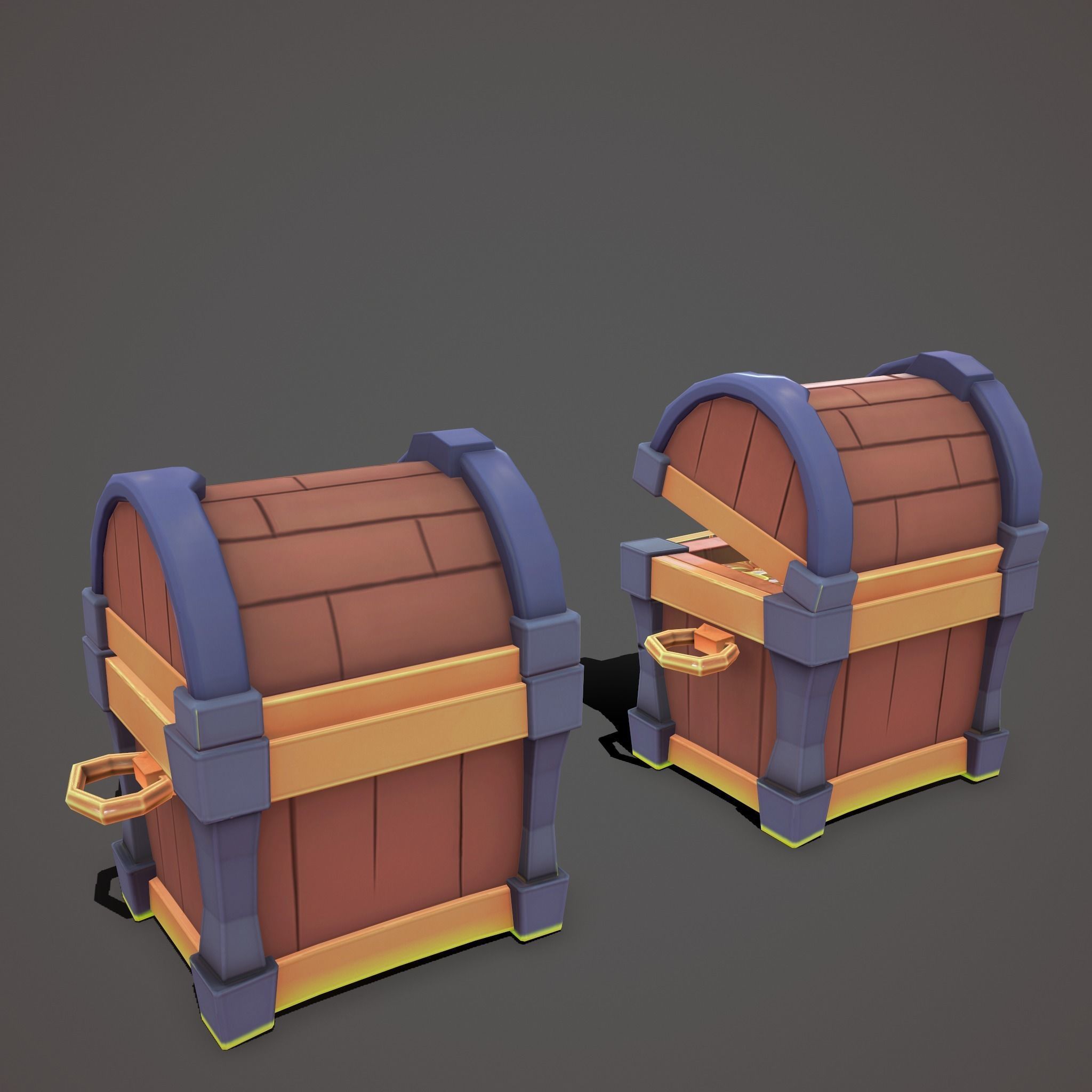 Stylized chest Low-poly 3D model_4