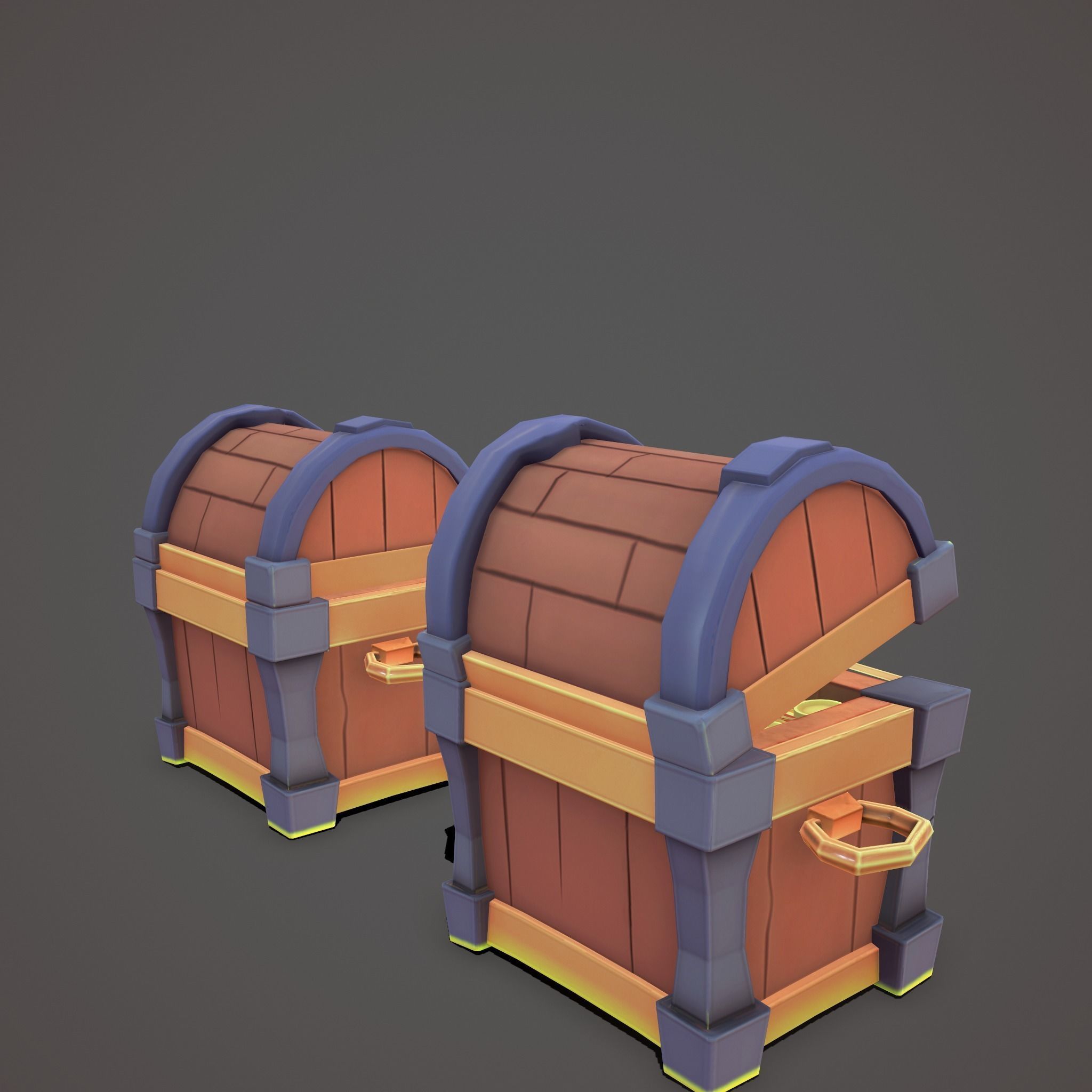 Stylized chest Low-poly 3D model_5