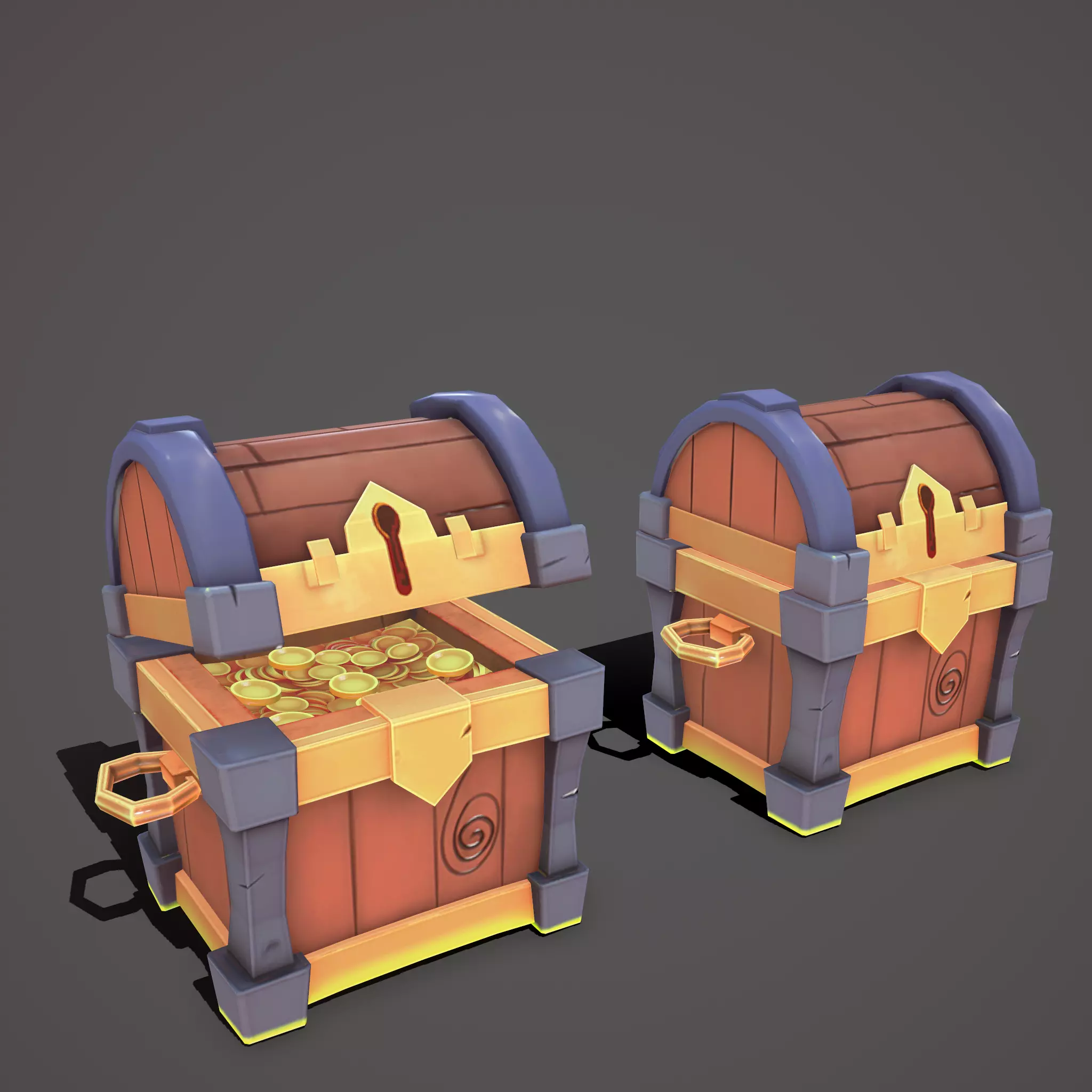 Stylized chest Low-poly 3D model_0