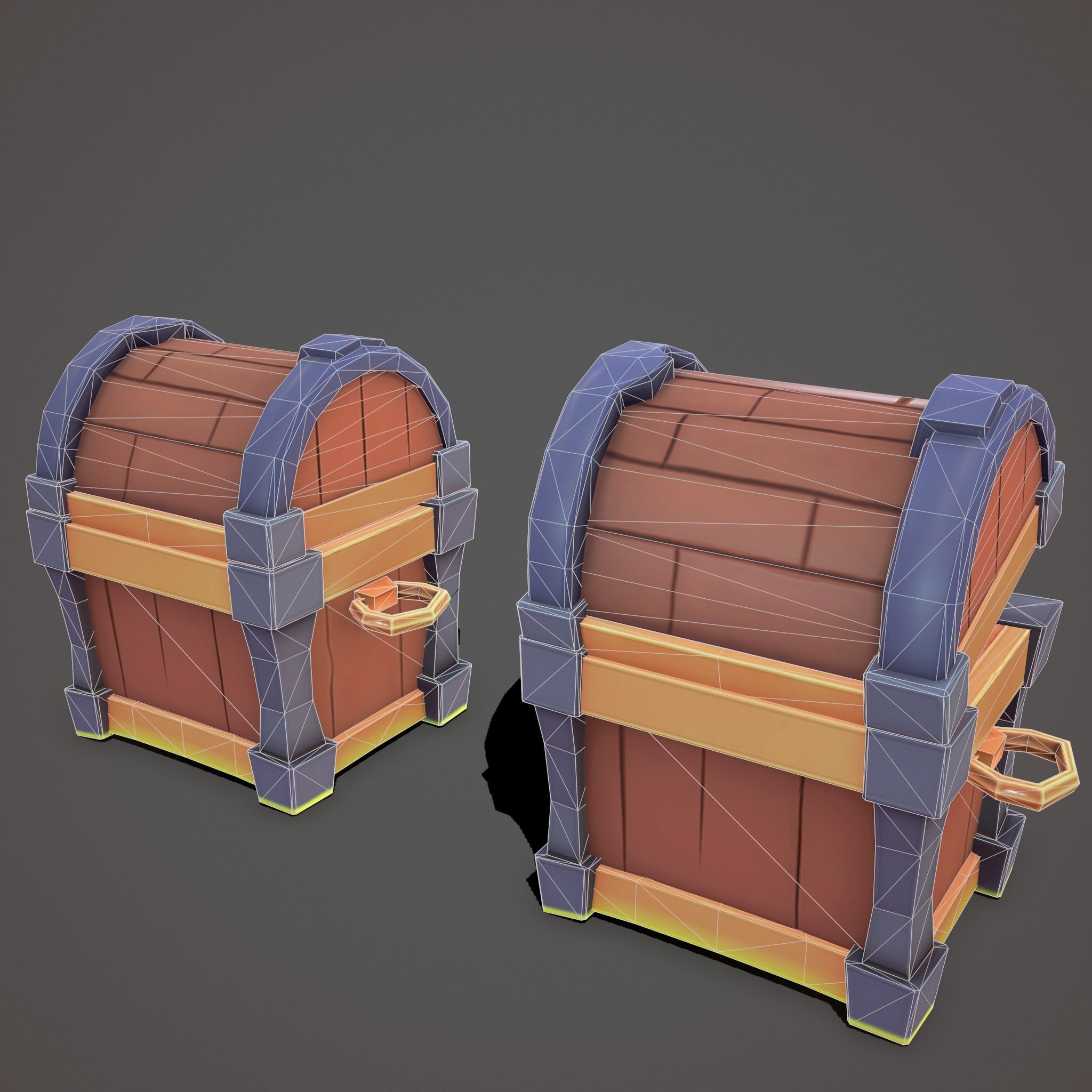 Stylized chest Low-poly 3D model_9