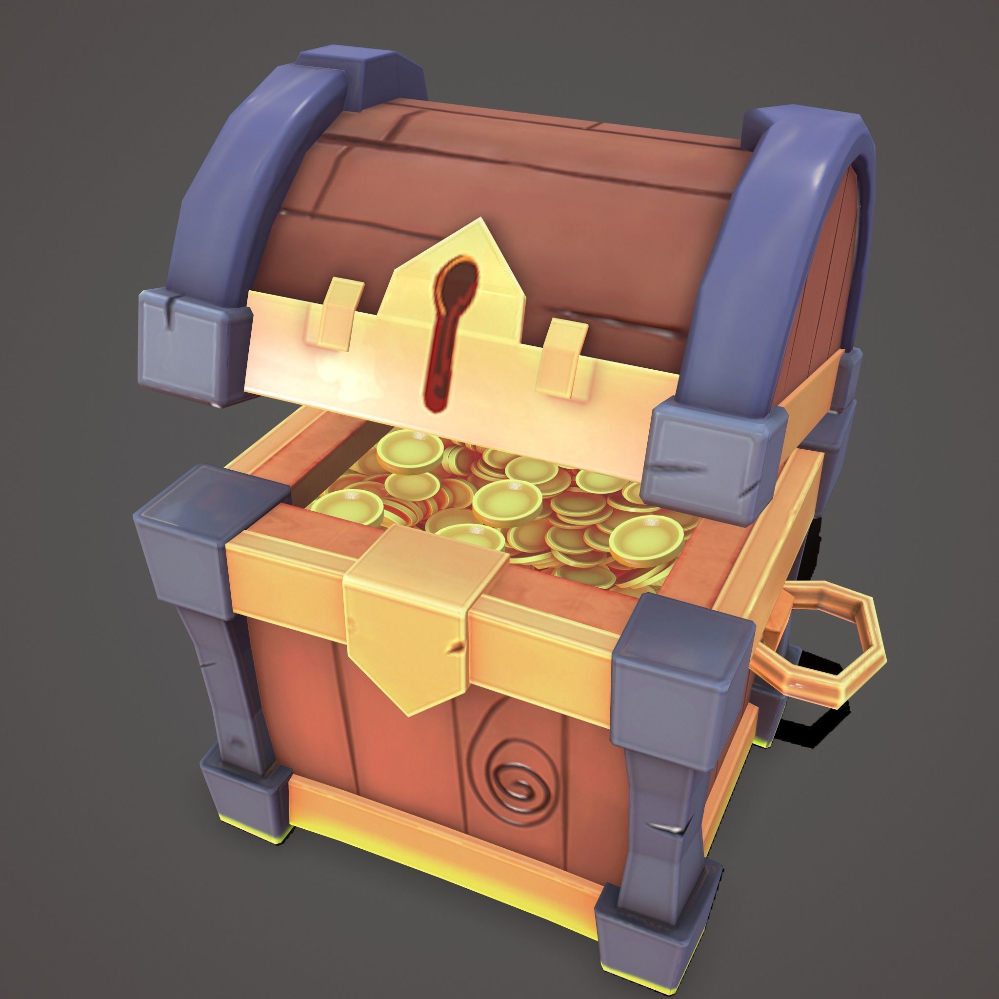 Stylized chest Low-poly 3D model_6