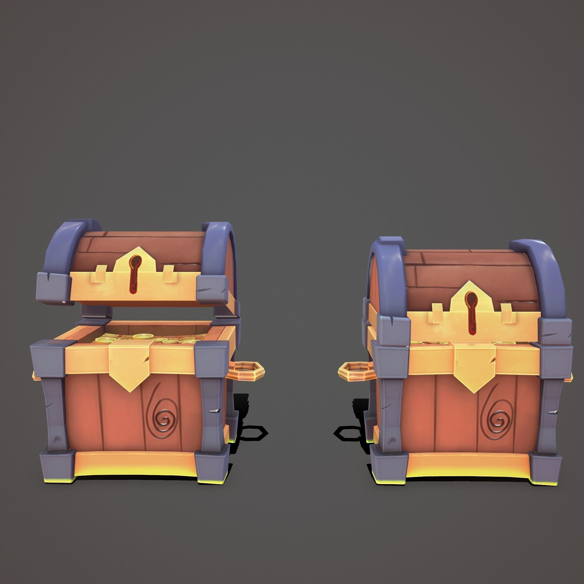 Stylized chest Low-poly 3D model_2