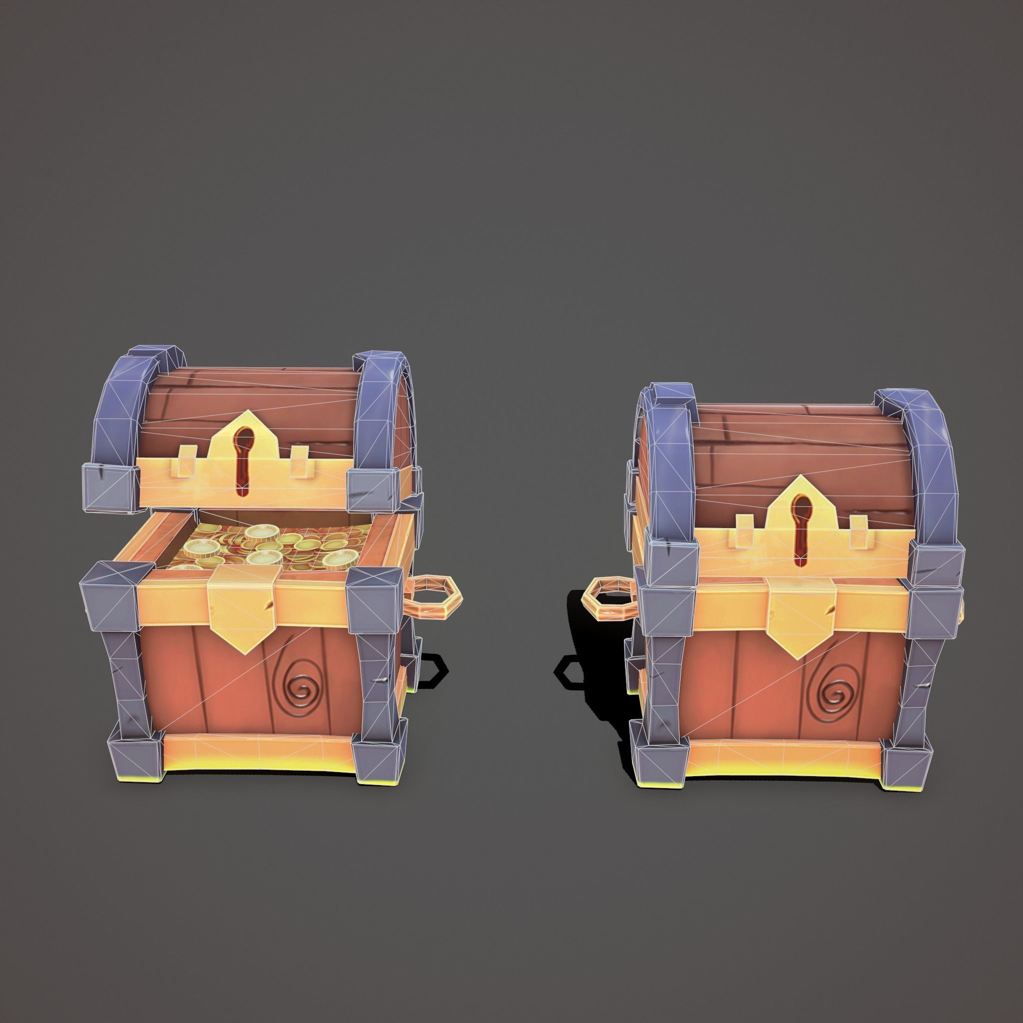 Stylized chest Low-poly 3D model_11