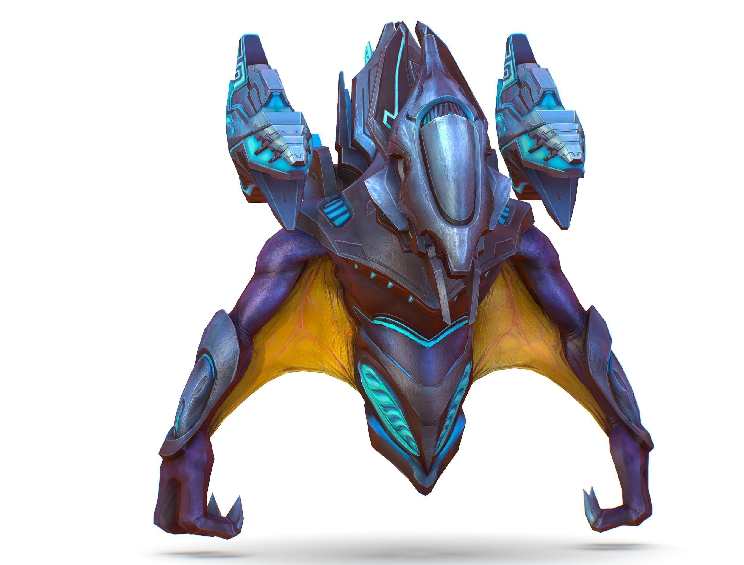 Low Poly Alien Cyborg Trooper Soldier UFO Low-poly 3D model_1