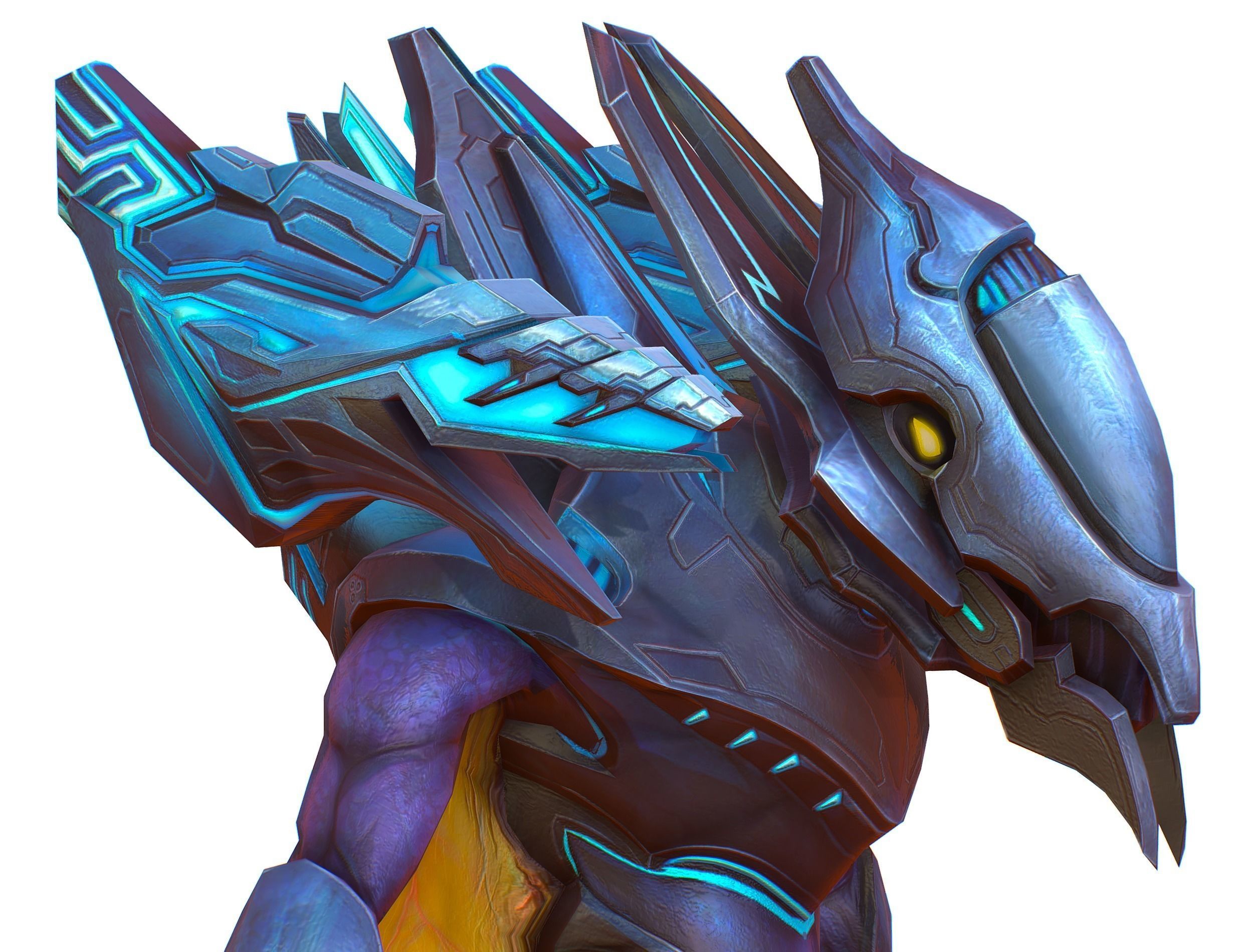 Low Poly Alien Cyborg Trooper Soldier UFO Low-poly 3D model_11