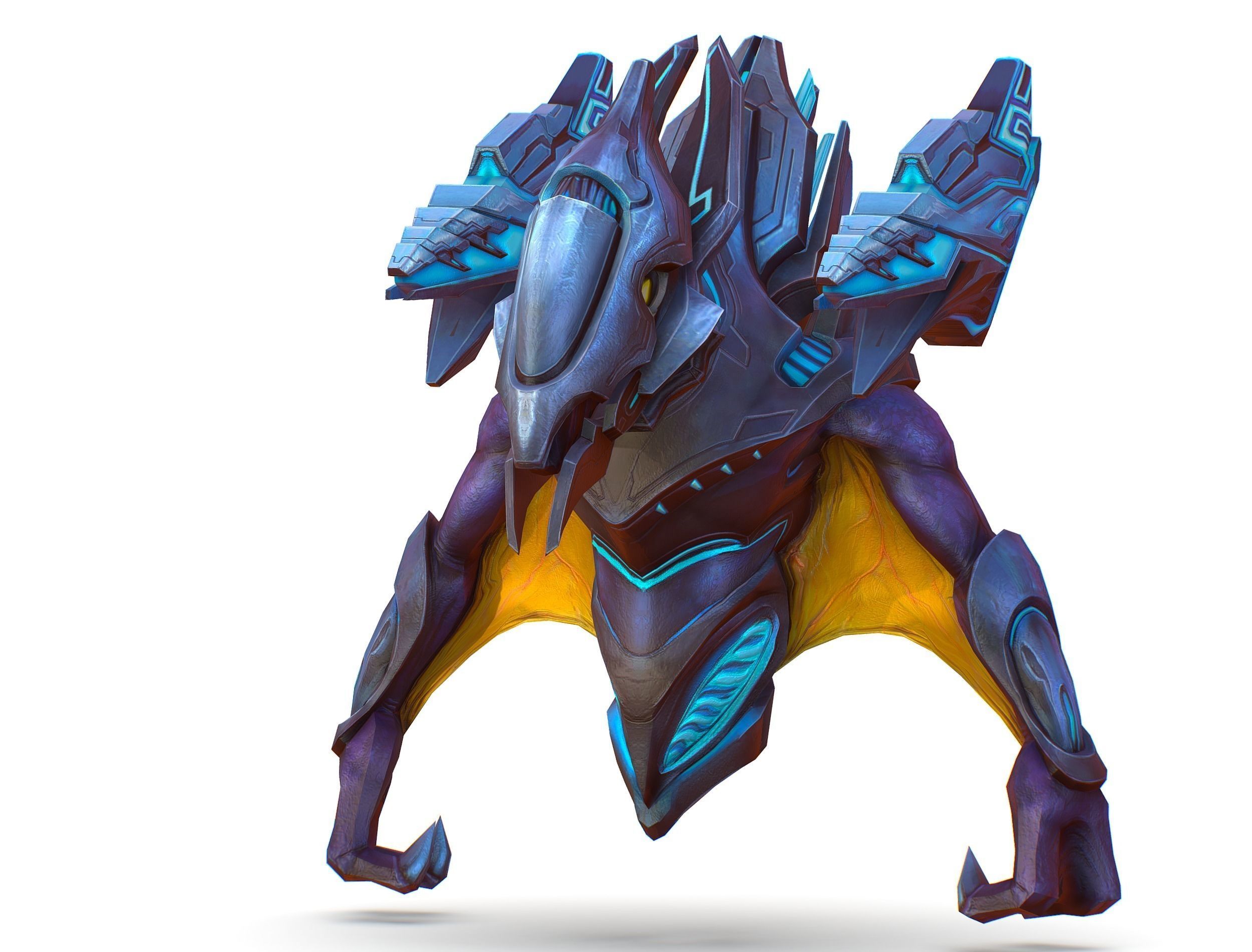 Low Poly Alien Cyborg Trooper Soldier UFO Low-poly 3D model_2