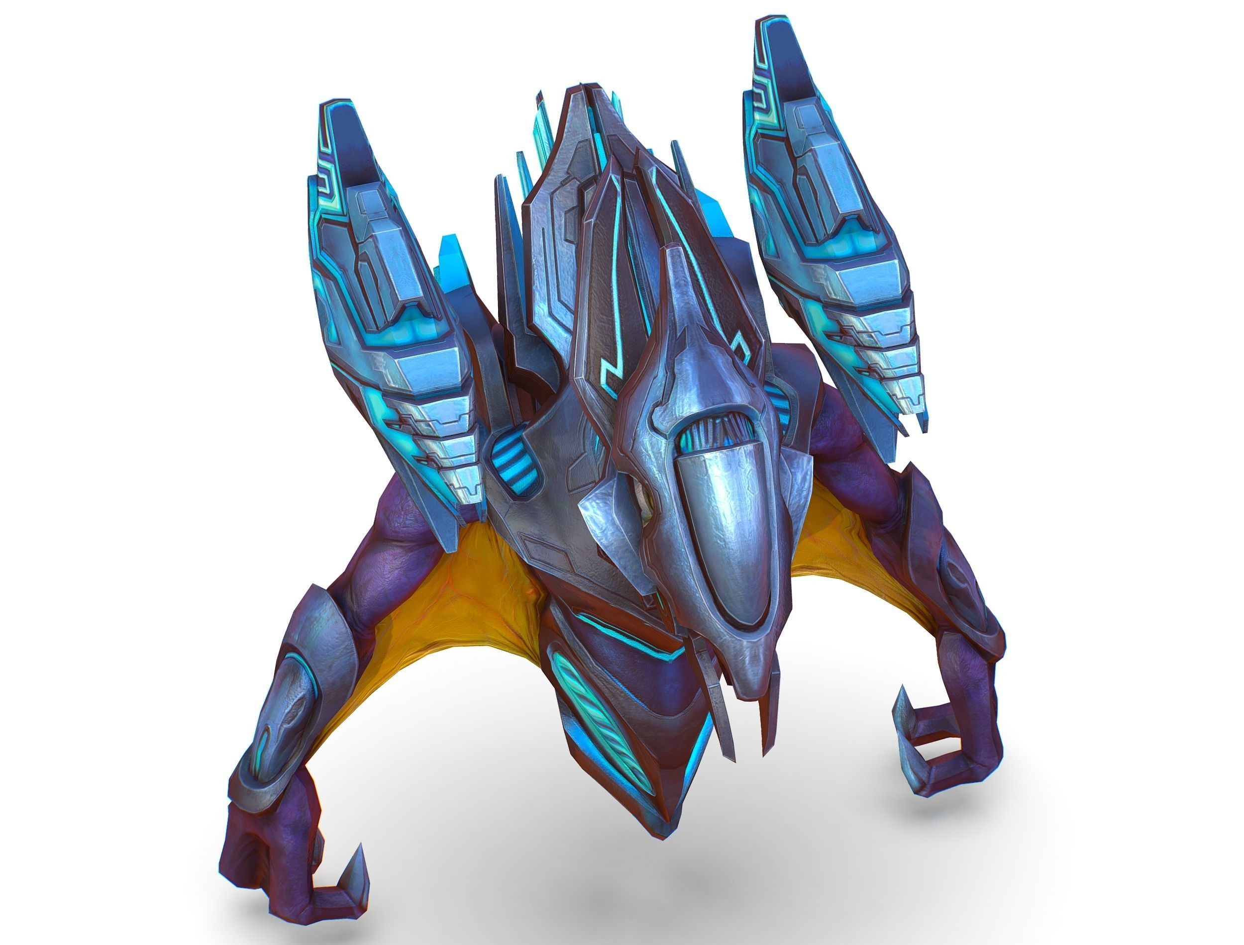 Low Poly Alien Cyborg Trooper Soldier UFO Low-poly 3D model_8