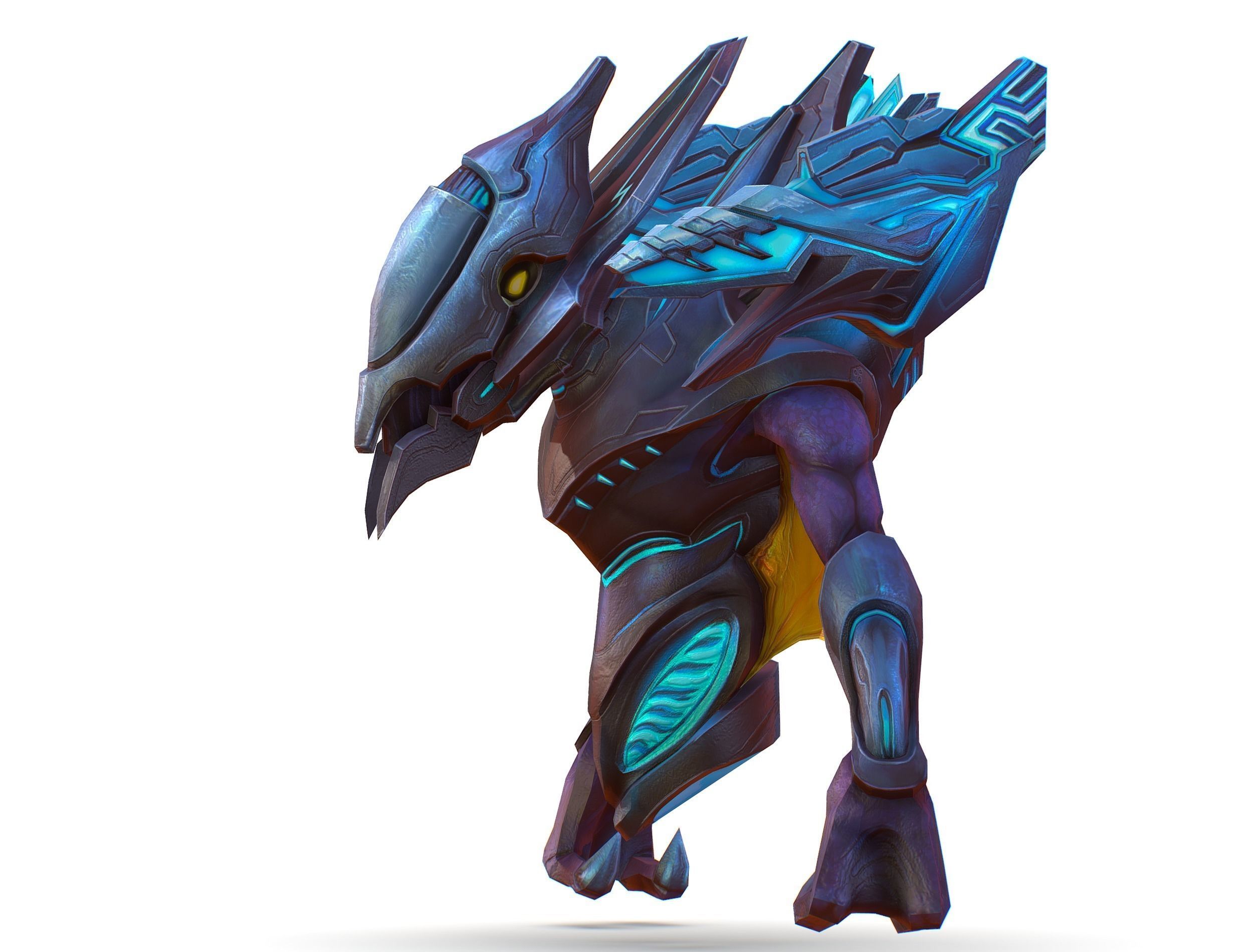 Low Poly Alien Cyborg Trooper Soldier UFO Low-poly 3D model_3