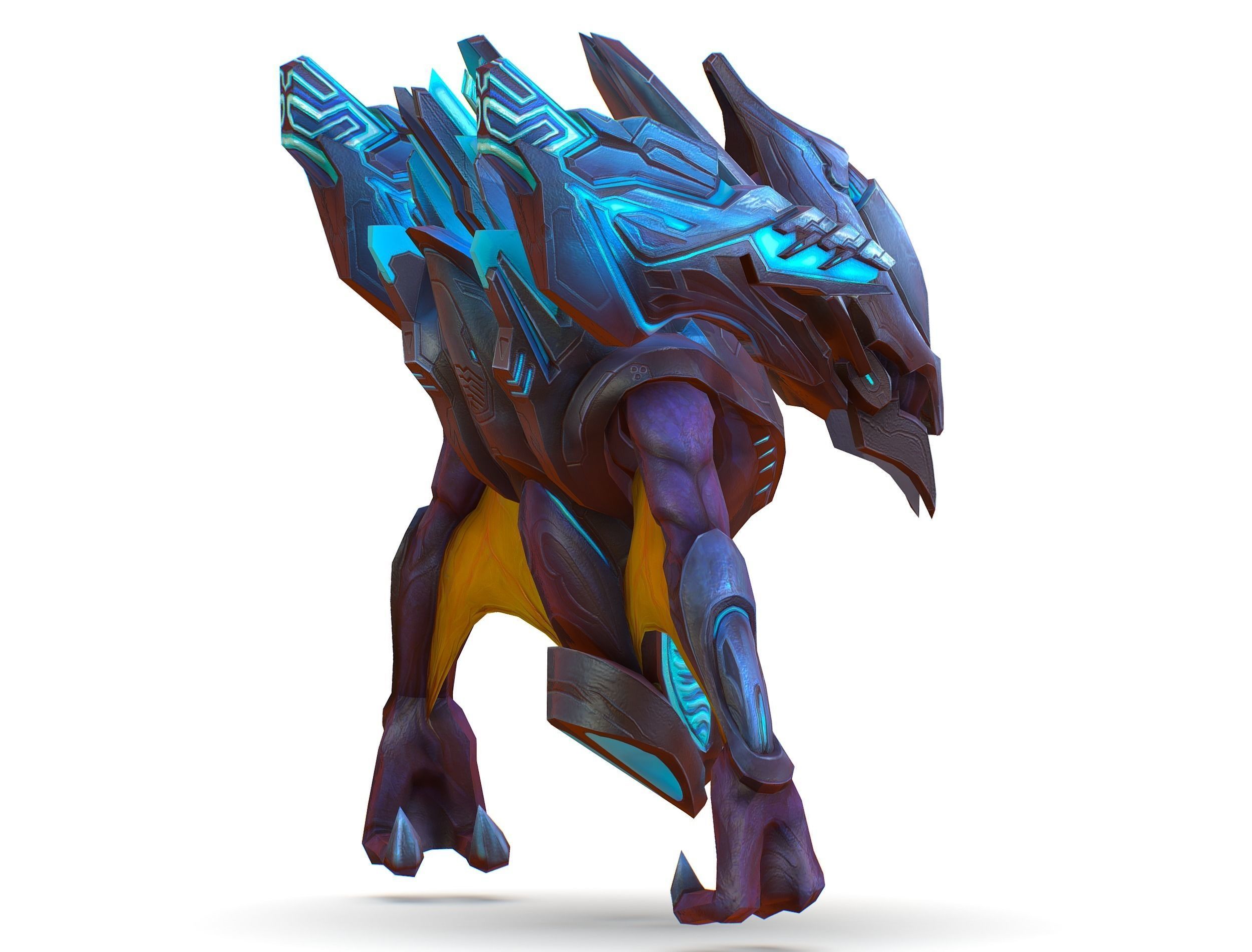 Low Poly Alien Cyborg Trooper Soldier UFO Low-poly 3D model_9