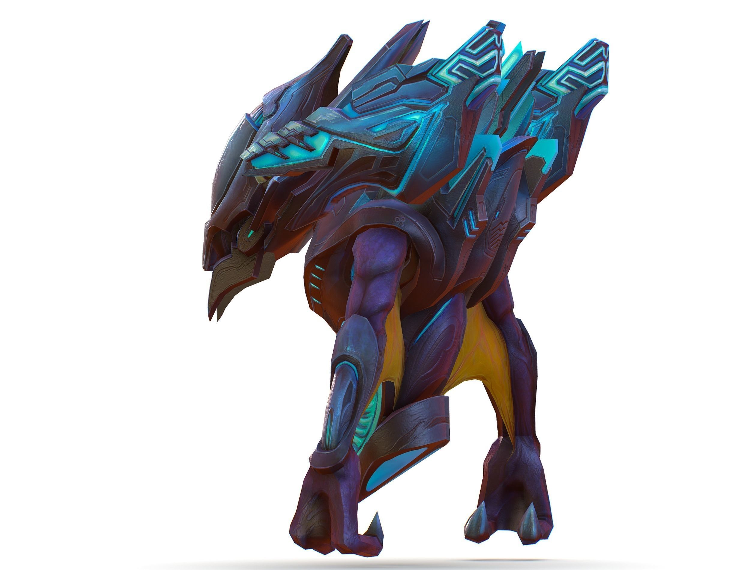 Low Poly Alien Cyborg Trooper Soldier UFO Low-poly 3D model_4