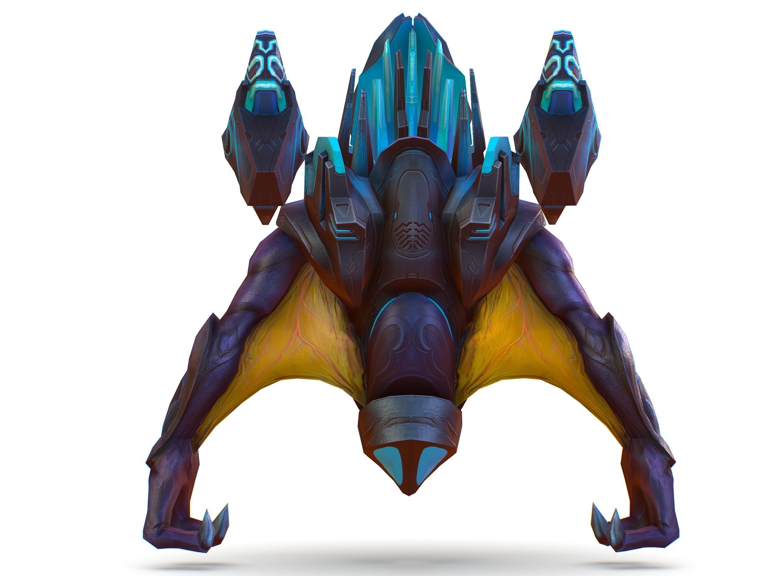 Low Poly Alien Cyborg Trooper Soldier UFO Low-poly 3D model_6