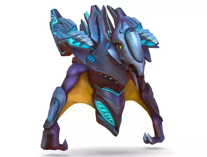 Low Poly Alien Cyborg Trooper Soldier UFO Low-poly 3D model