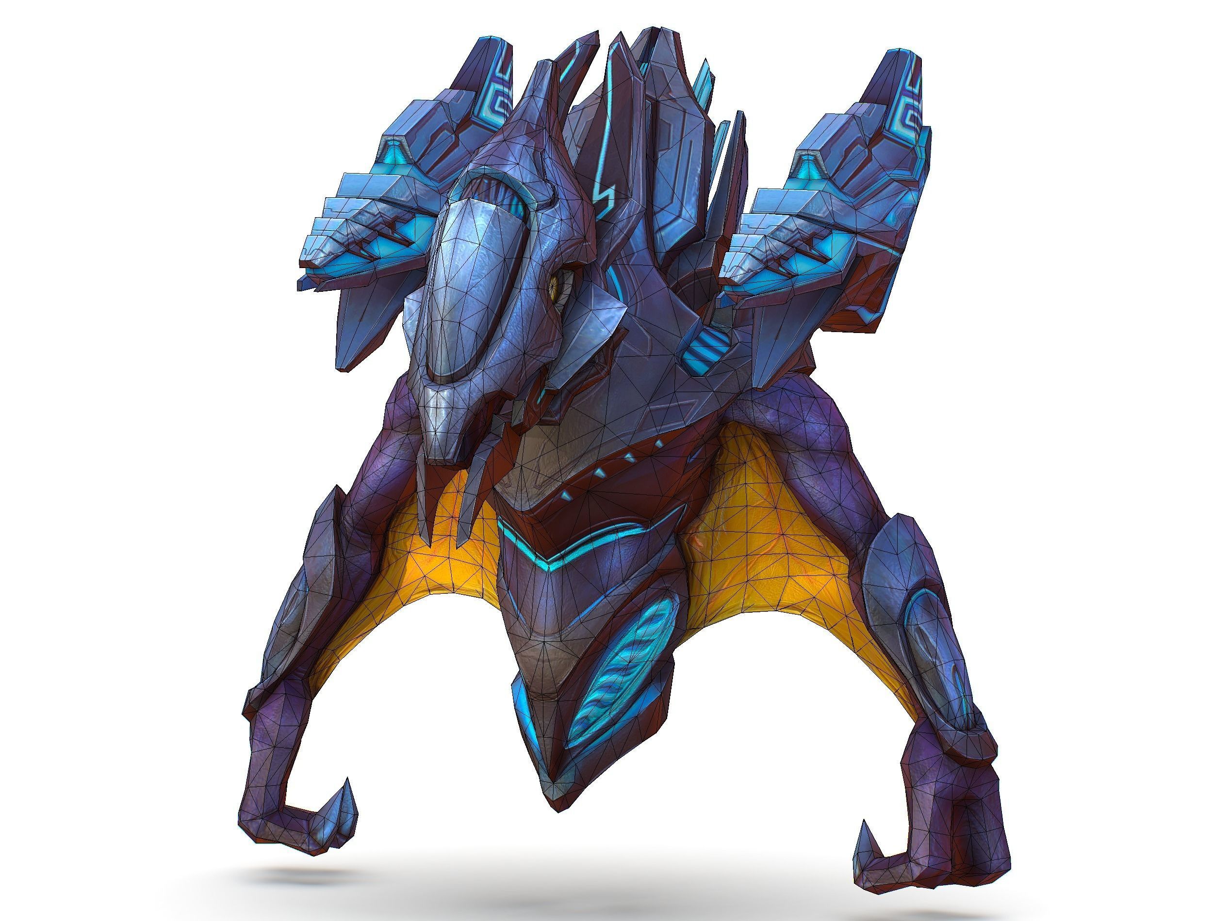 Low Poly Alien Cyborg Trooper Soldier UFO Low-poly 3D model_15